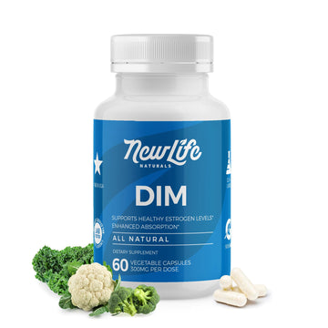 NewLife Naturals DIM Supplement 300mg for Women & Men - Hormonal Acne, Estrogen Balance Pills, Post Menopause Relief | Healthy Estrogen Level | Hormonal Balance - Bioperine | PCOS - 60 Day Supply NewLife Naturals uk supplements