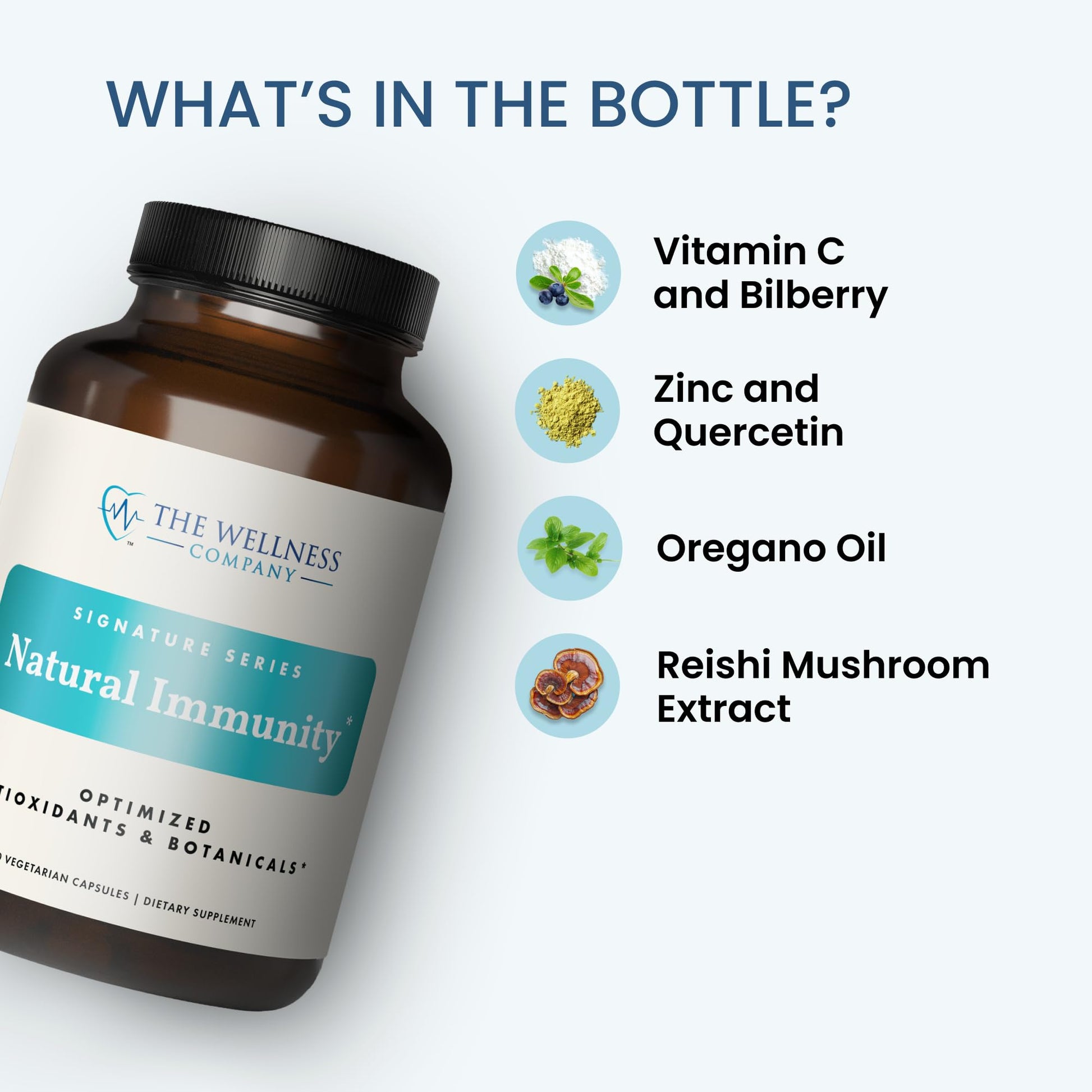 Natural Immunity - Botanical Immune Boost, Targeted Nutrients, T-Cell Support - Oregano, Reishi, Zinc, Vitamin C, Quercetin | 120 (2 Month Supply) The Wellness Company uk supplements