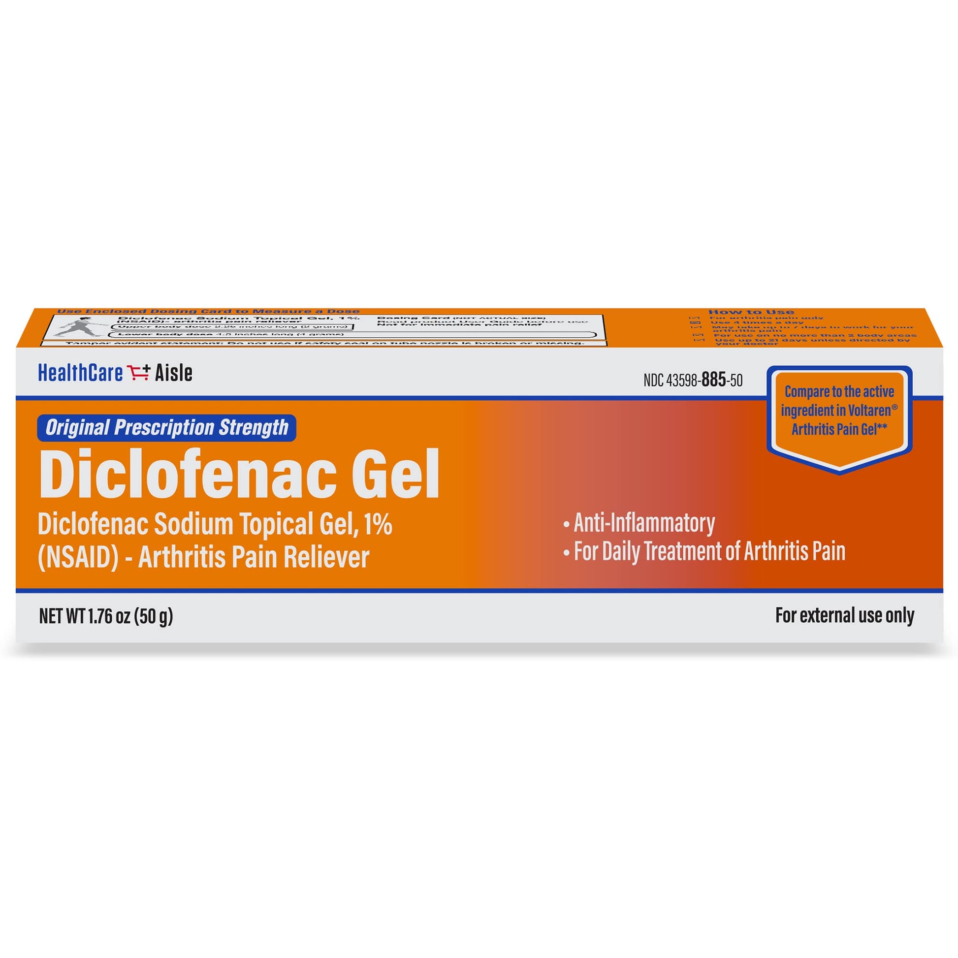 HealthCareAisle Diclofenac Gel, 1%, Arthritis Pain Relief - 50 g tube - Original Prescription Strength (NSAID) HealthCareAisle uk supplements