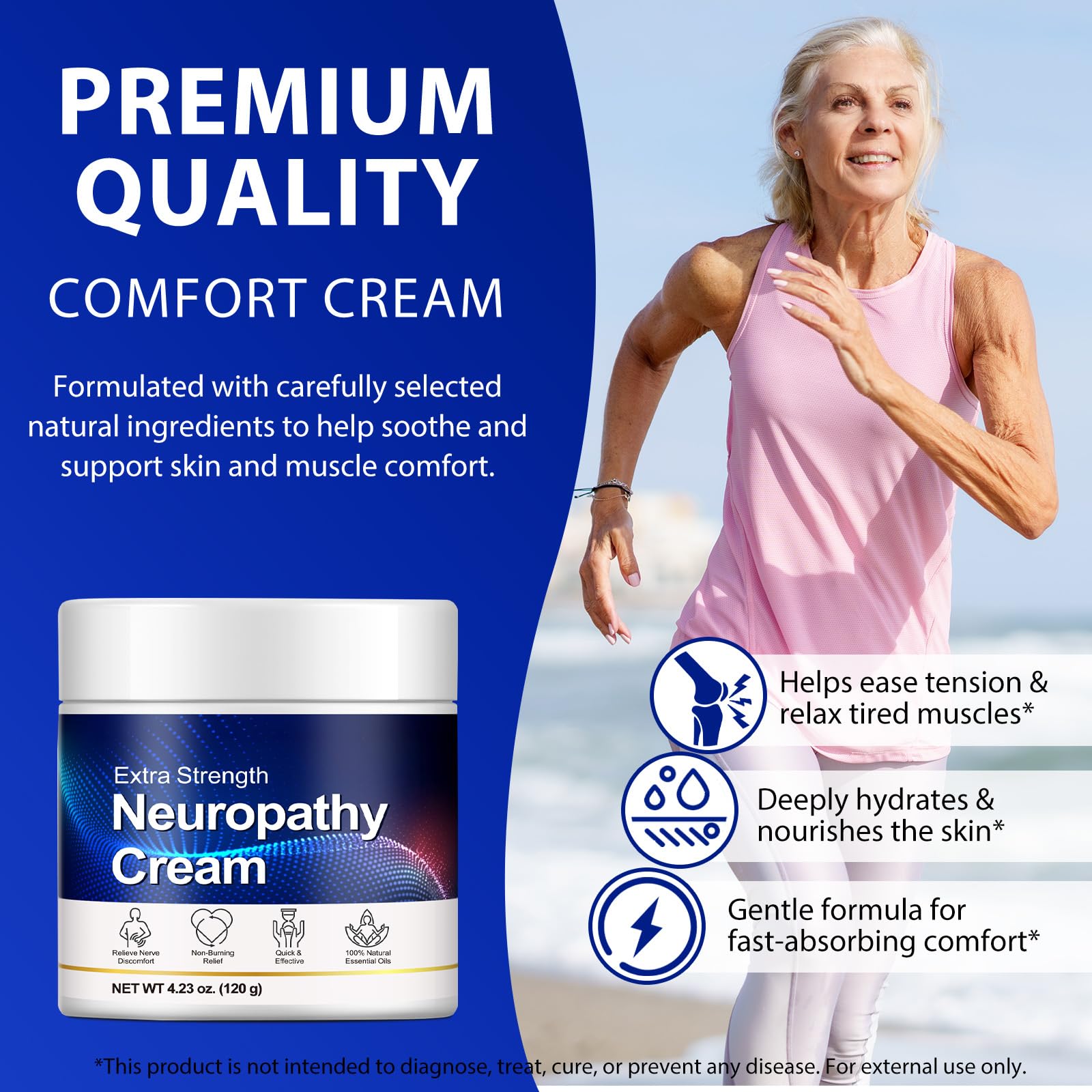 Neuropathy Cream for Feet, Legs & Hands – Lightweight, Plant-Based Formula with Cooling Comfort, 120g CFXYHNOX uk supplements