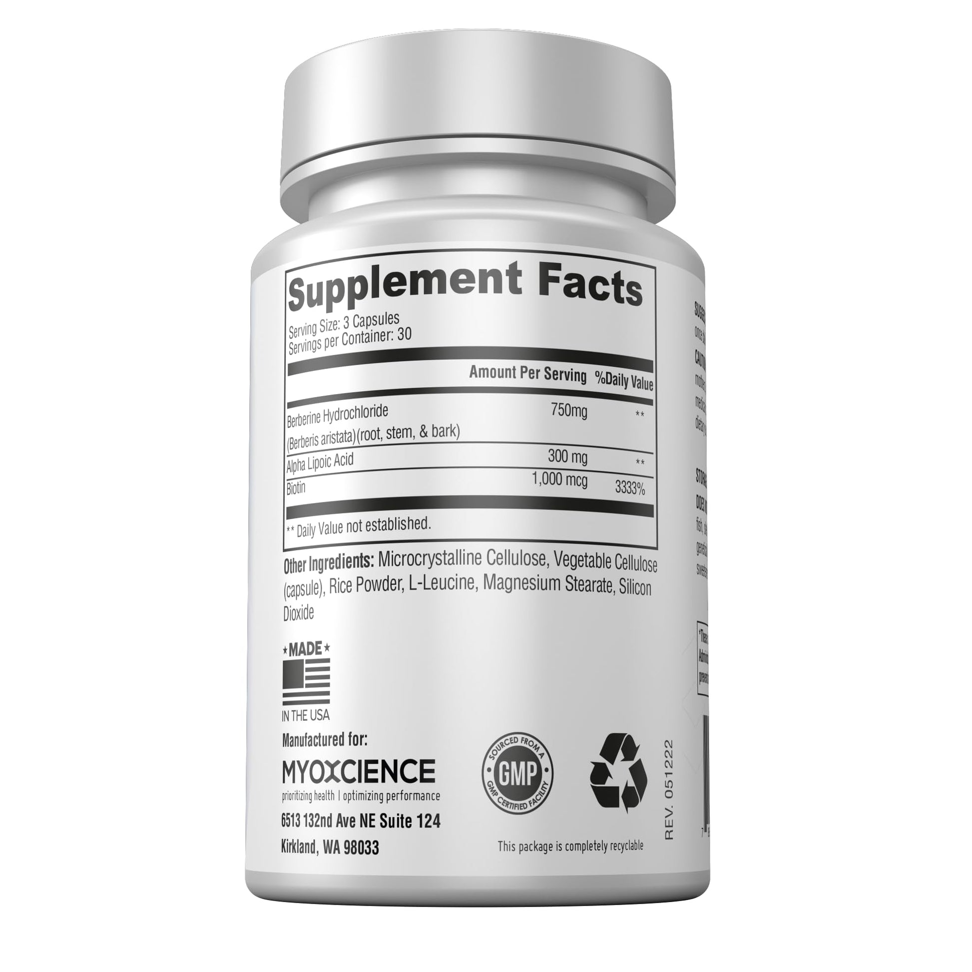 MYOXCIENCE Berberine Fasting Accelerator: Berberine HCL with ALA (Alpha Lipoic Acid) MYOXCIENCE uk supplements