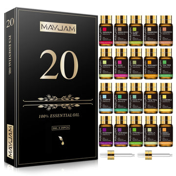 MAYJAM Tea Tree 20 Pcs Pure Essential Oil Gift Set, for Diffuser, Humidifiers, Skin Care, Massage MAYJAM uk supplements