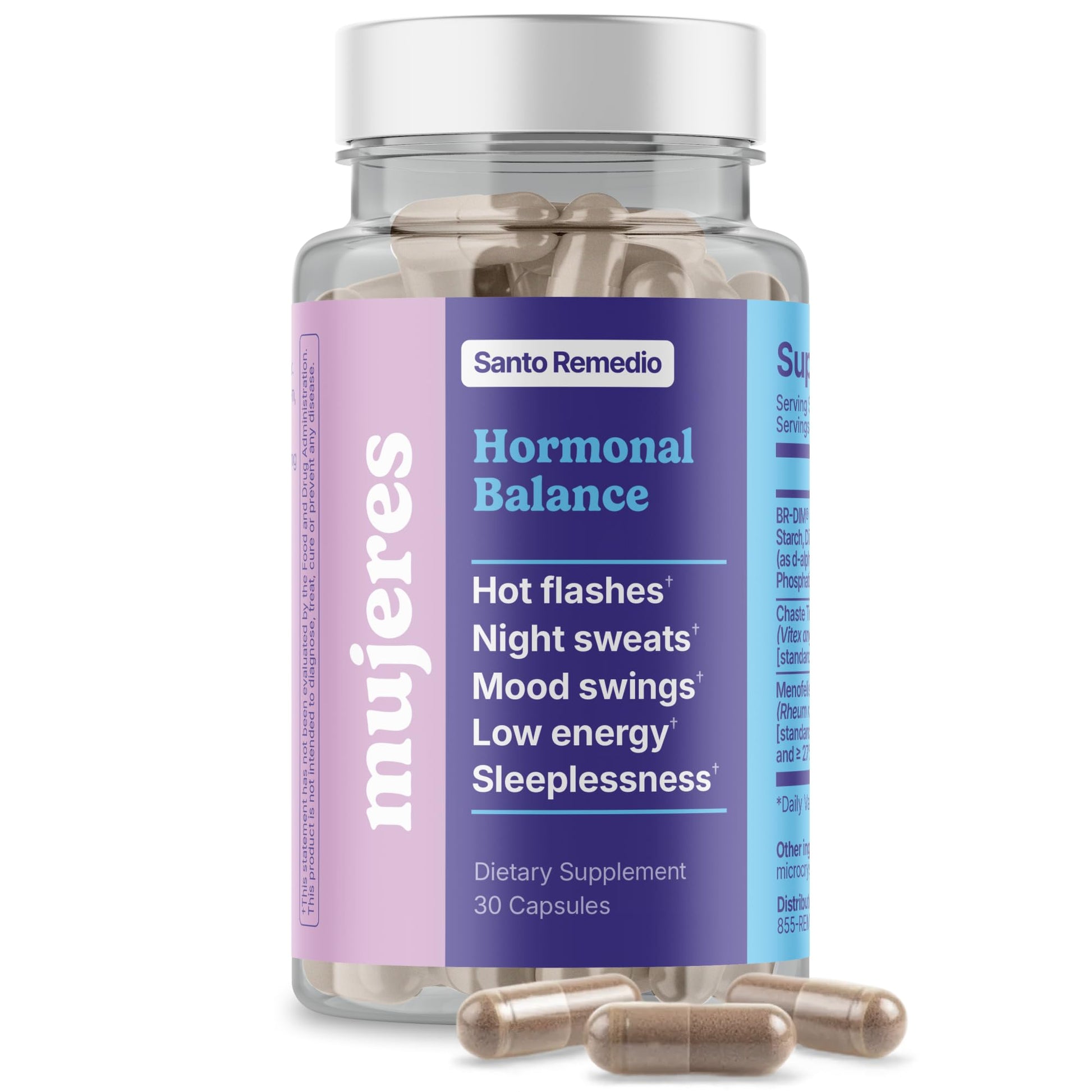 Santo Remedio Hormonal Balance for Women | Menopause Support for Hot Flashes, Night Sweats & Mood Swings | Hormone-Free Formula with Siberian Rhubarb, Chaste Tree & DIM | Doctor Juan Rivera Product Santo Remedio uk supplements