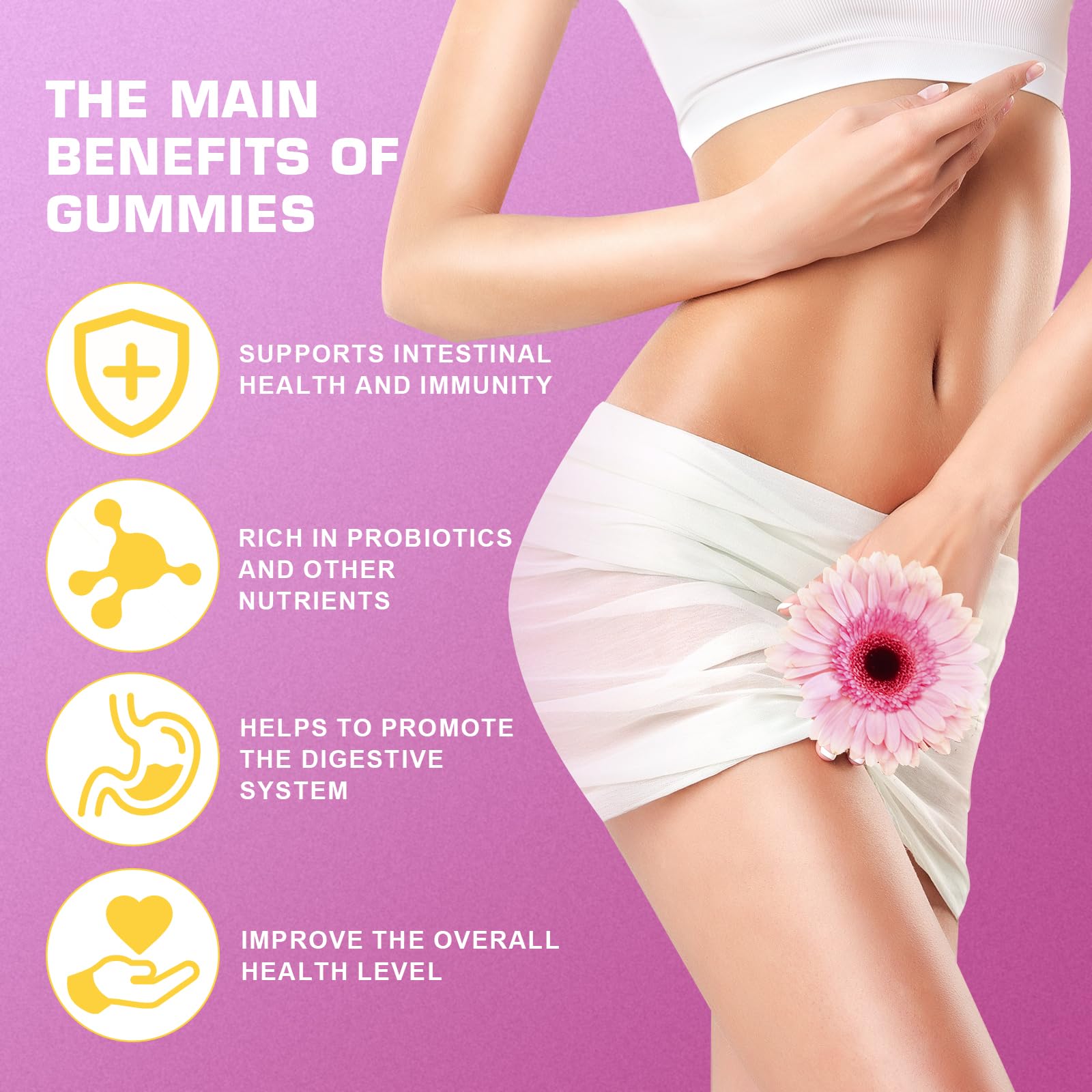 Brurtzexs Her Juicy Feminine Probiotics Gummies for Women with Slippery Elm - Pineapple Flavor, pH Balance & Immune Health Support - Digestive & Feminine Support - Vegan Supplement, 60 C Brurtzexs uk supplements