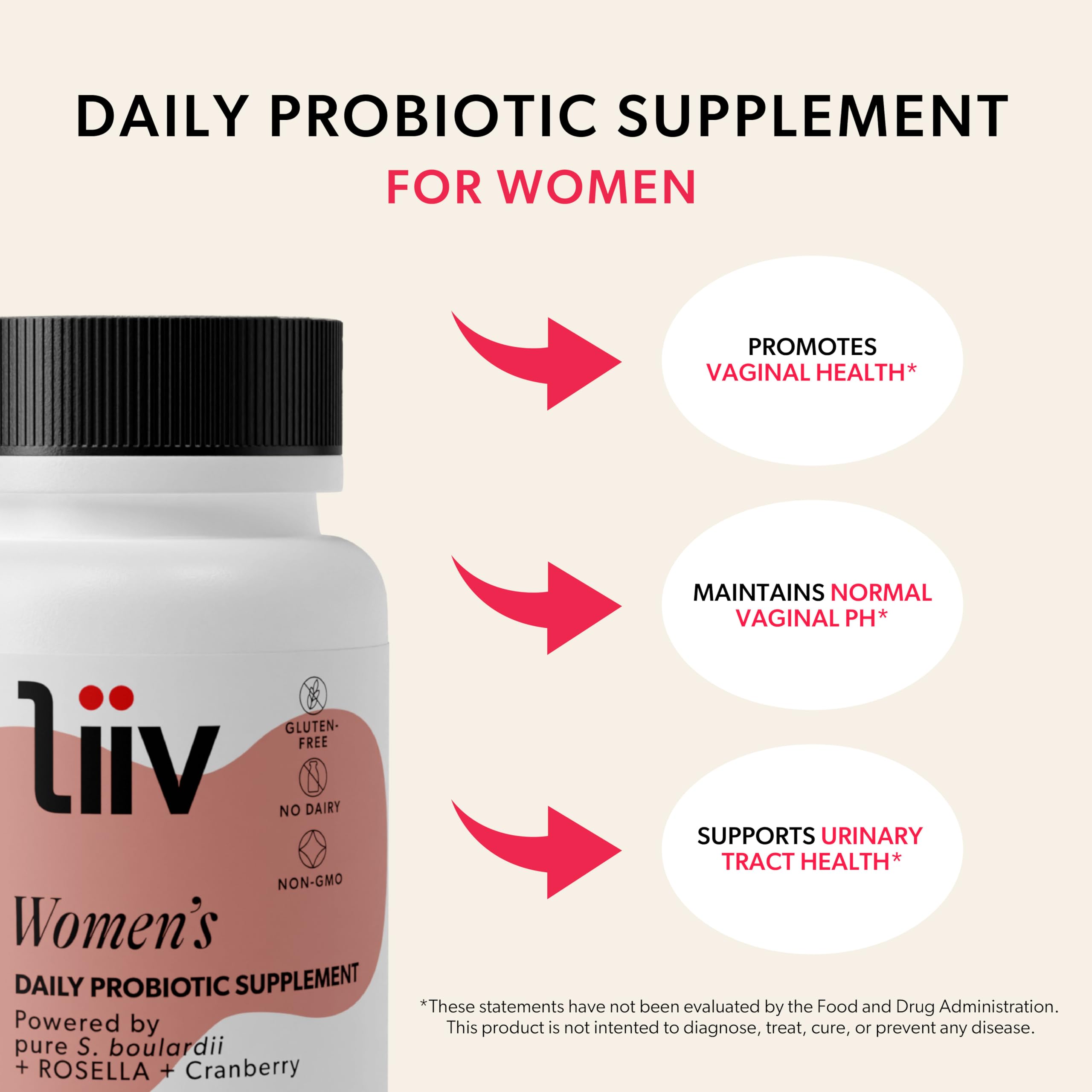 LiiV Women's Probiotics for Women Digestive Health, Vaginal pH Balance & Urinary Tract LiiV uk supplements