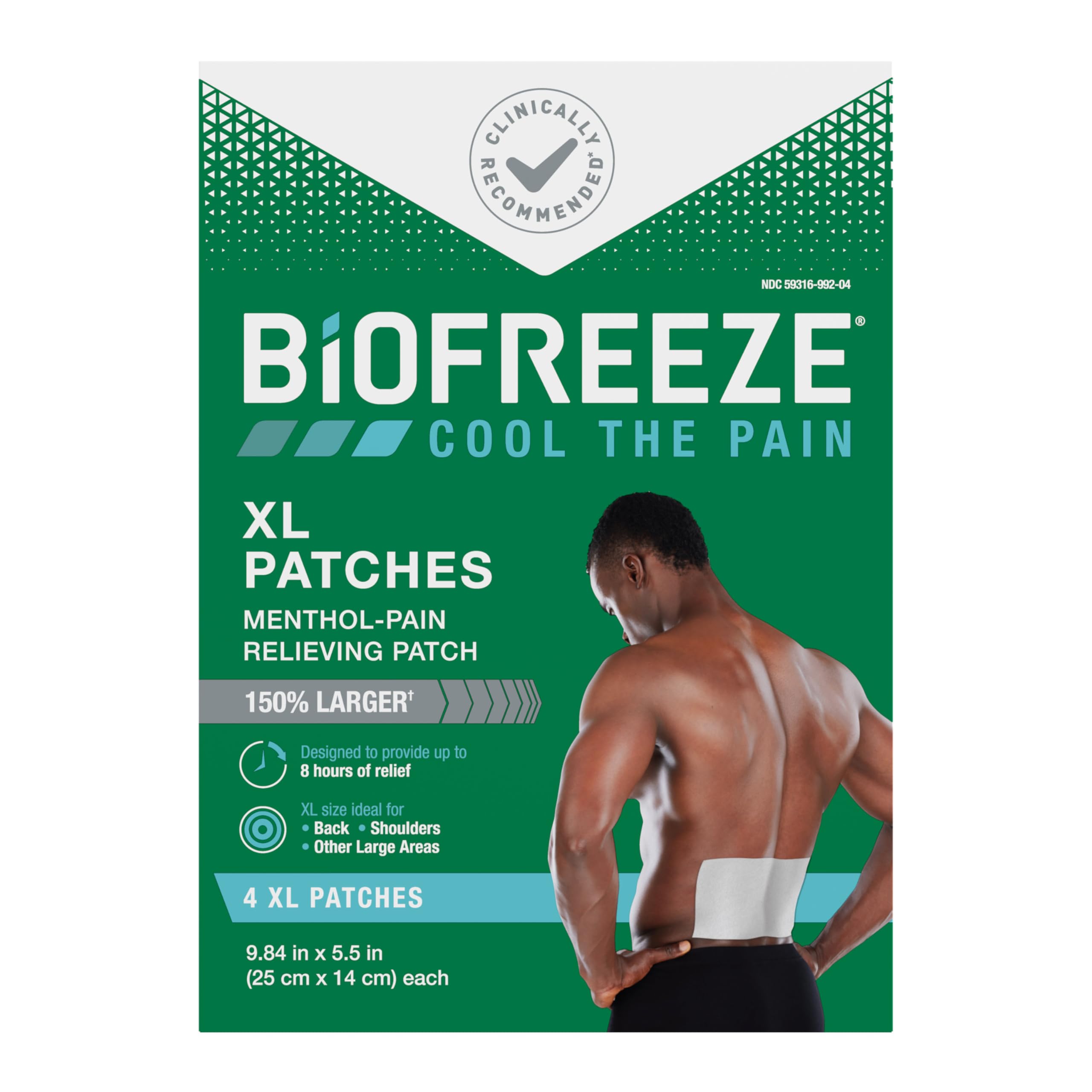 Biofreeze XL Pain Relief Patches, Menthol Pain Patches for Lower Back, Neck, Knee, & Shoulder, Comfortable & Flexible Fabric Stays in Place, 4 ct Biofreeze uk supplements