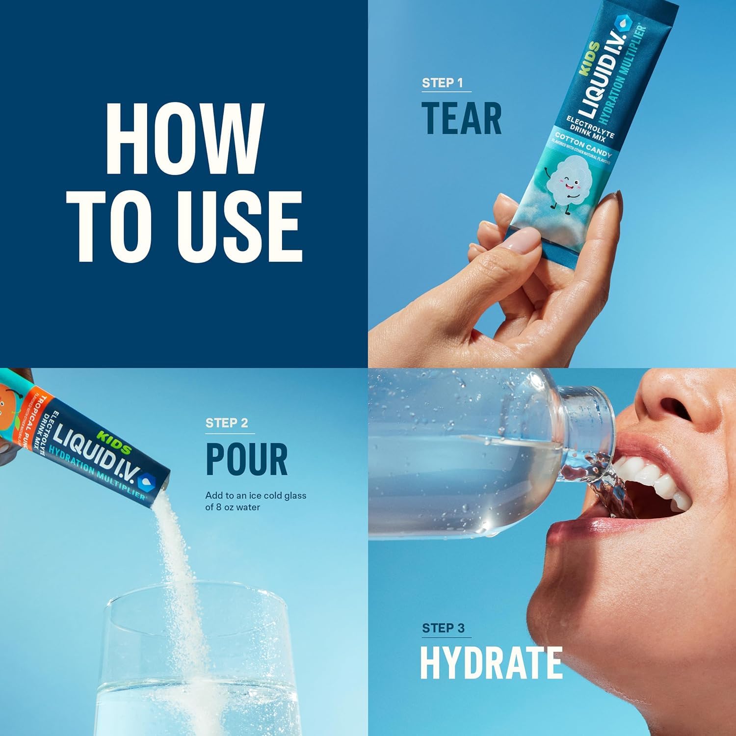Liquid I.V.® Hydration Multiplier - Cotton Candy | Electrolyte Powder Drink Mix | 1 Pack (16 Servings) Liquid I.V. uk supplements