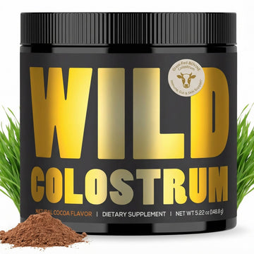 Colostrum Supplement - Grass Fed Pure Bovine Colostrum Powder - 2000mg & 400mg IgG (calostro bovino) - Gut, Immunity, Skin, Hair Support - Sugar Free, Natural Cacao Flavour, 30 Servings Wild Foods uk supplements