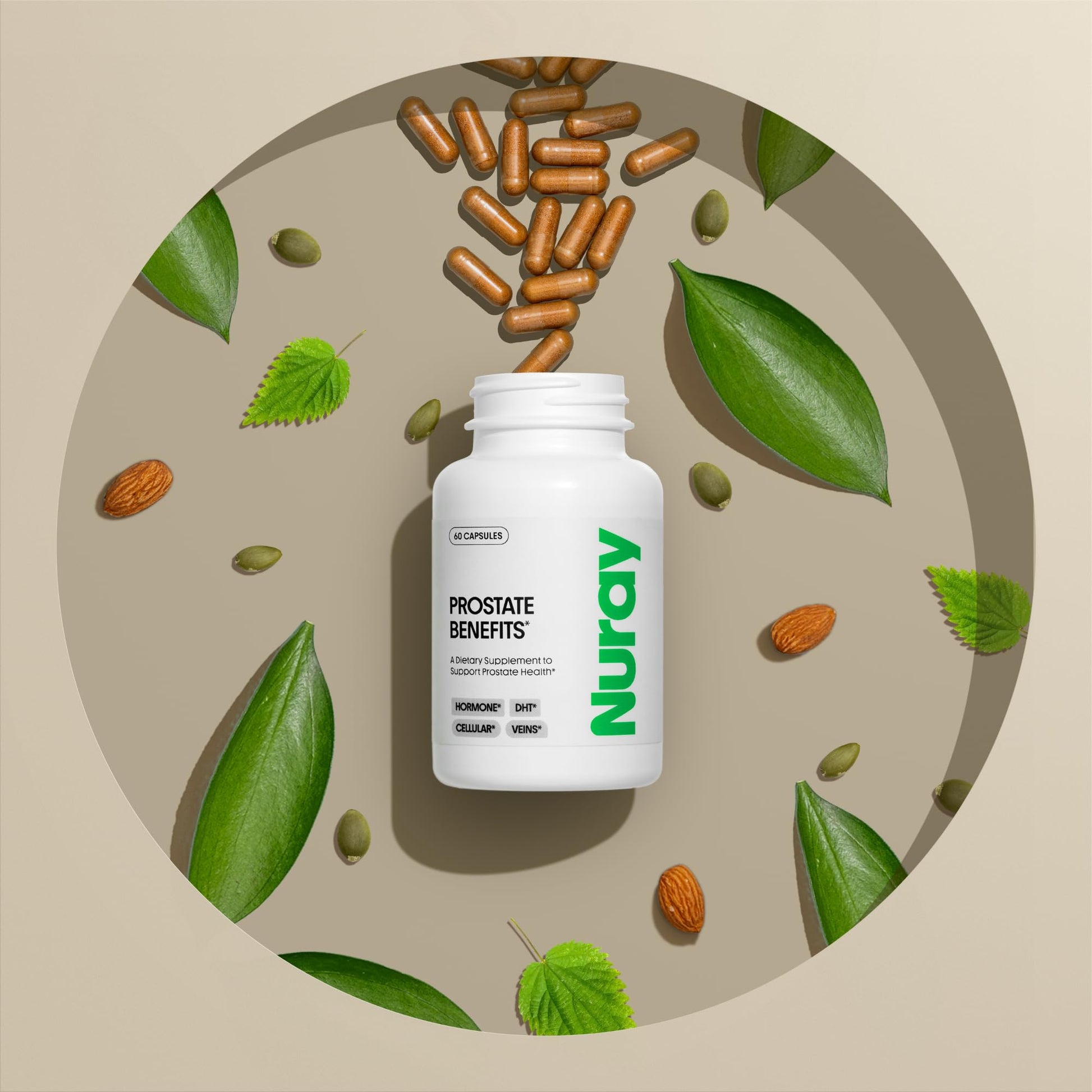 Nuray Prostate Support Supplement for Men and Women with Saw Palmetto, Vitamin C, Vitamin E, Zinc, Stinging Nettle & Alpha Lipoic Acid - 60 Vegetarian Capsules Nuray uk supplements