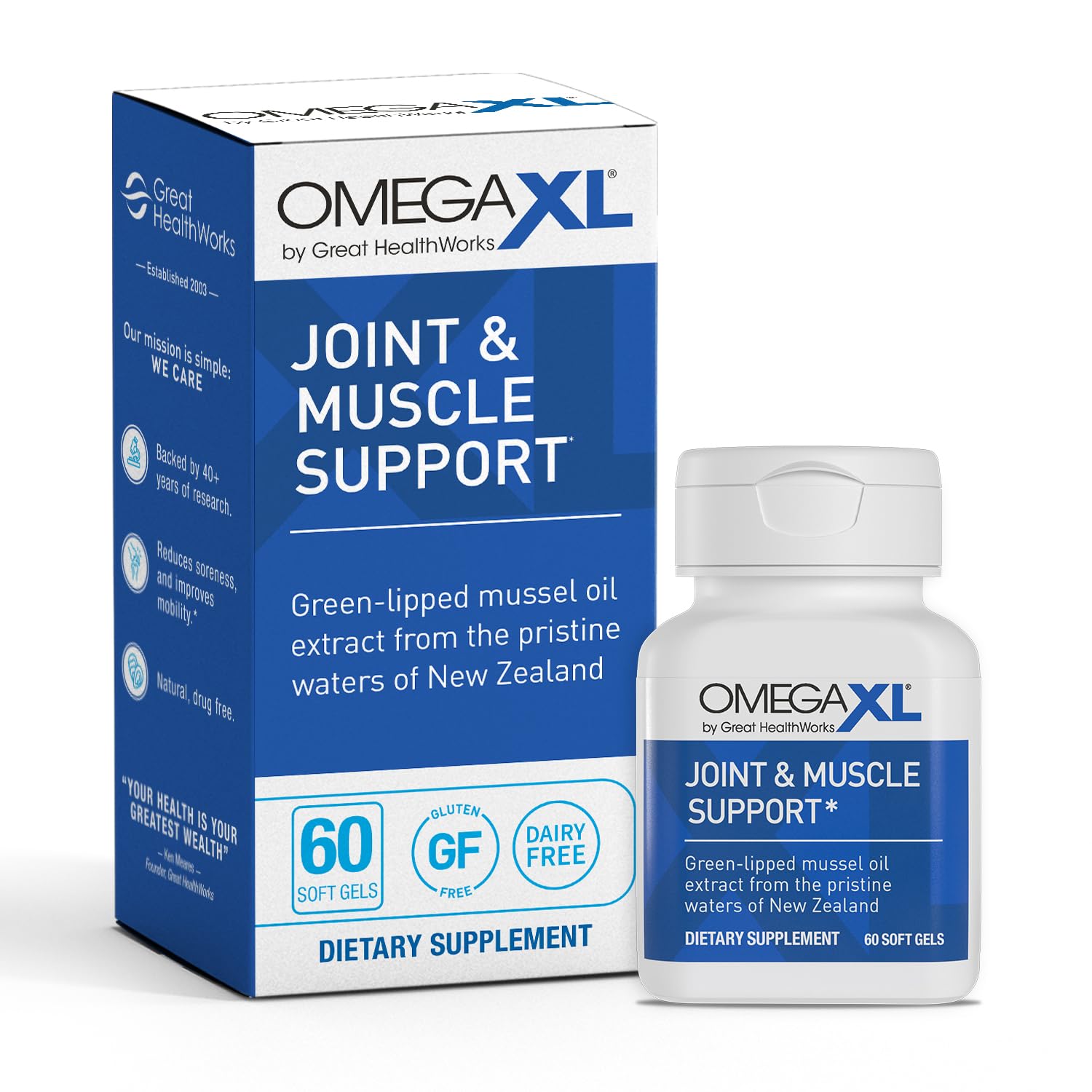 OmegaXL Joint Support Supplement, for Relief - Natural Muscle Support, Green Lipped Mussel Oil, Soft Gel Pills, Drug-Free, 60 Count OmegaXL uk supplements