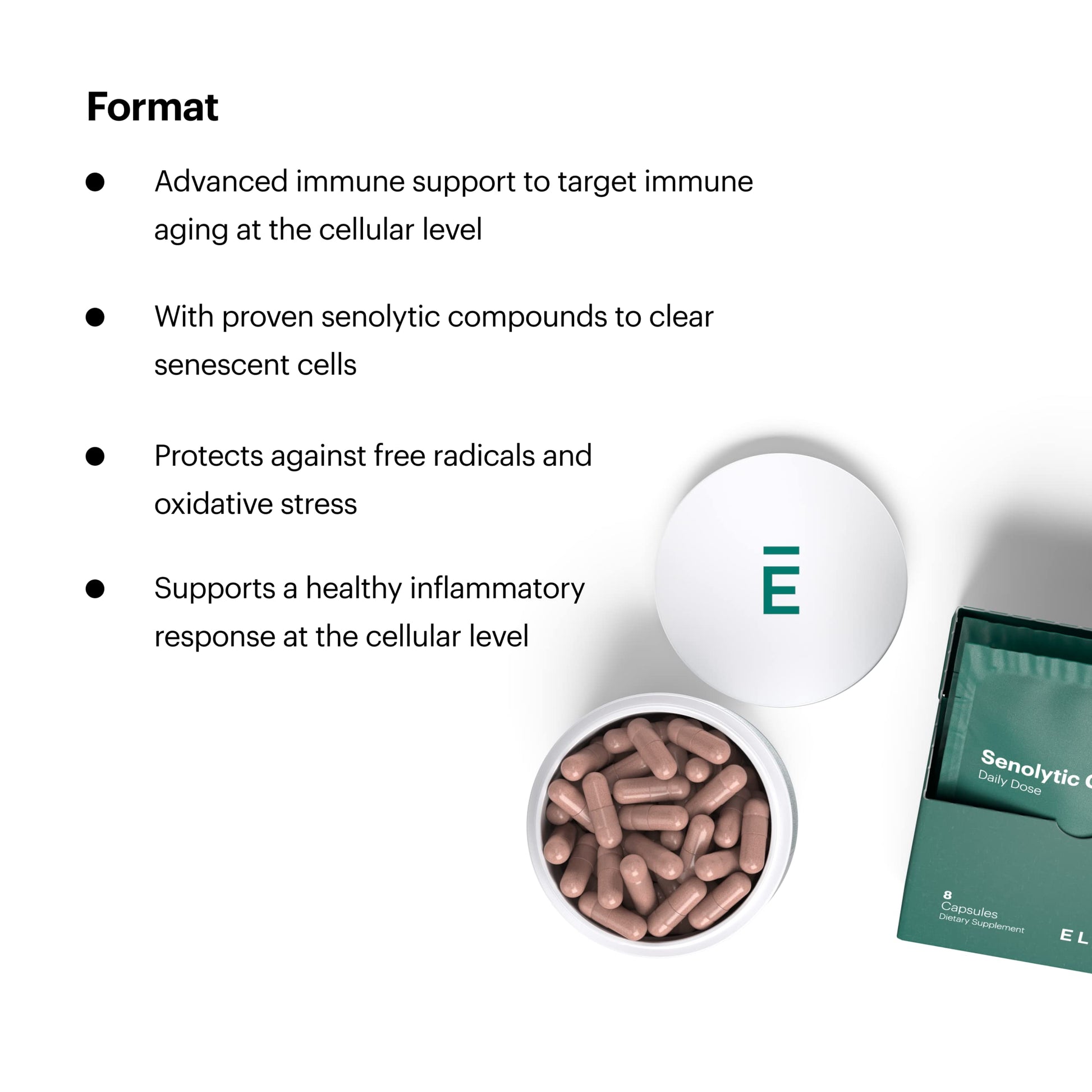 ELYSIUM Format Immune Support Supplement - Vitamin C Supplement, Immunity Support, Immune Defense, Intermittent Senolytic Complex Immune Support for Adults, Complete Immunity Supplement - 60ct ELYSIUM uk supplements