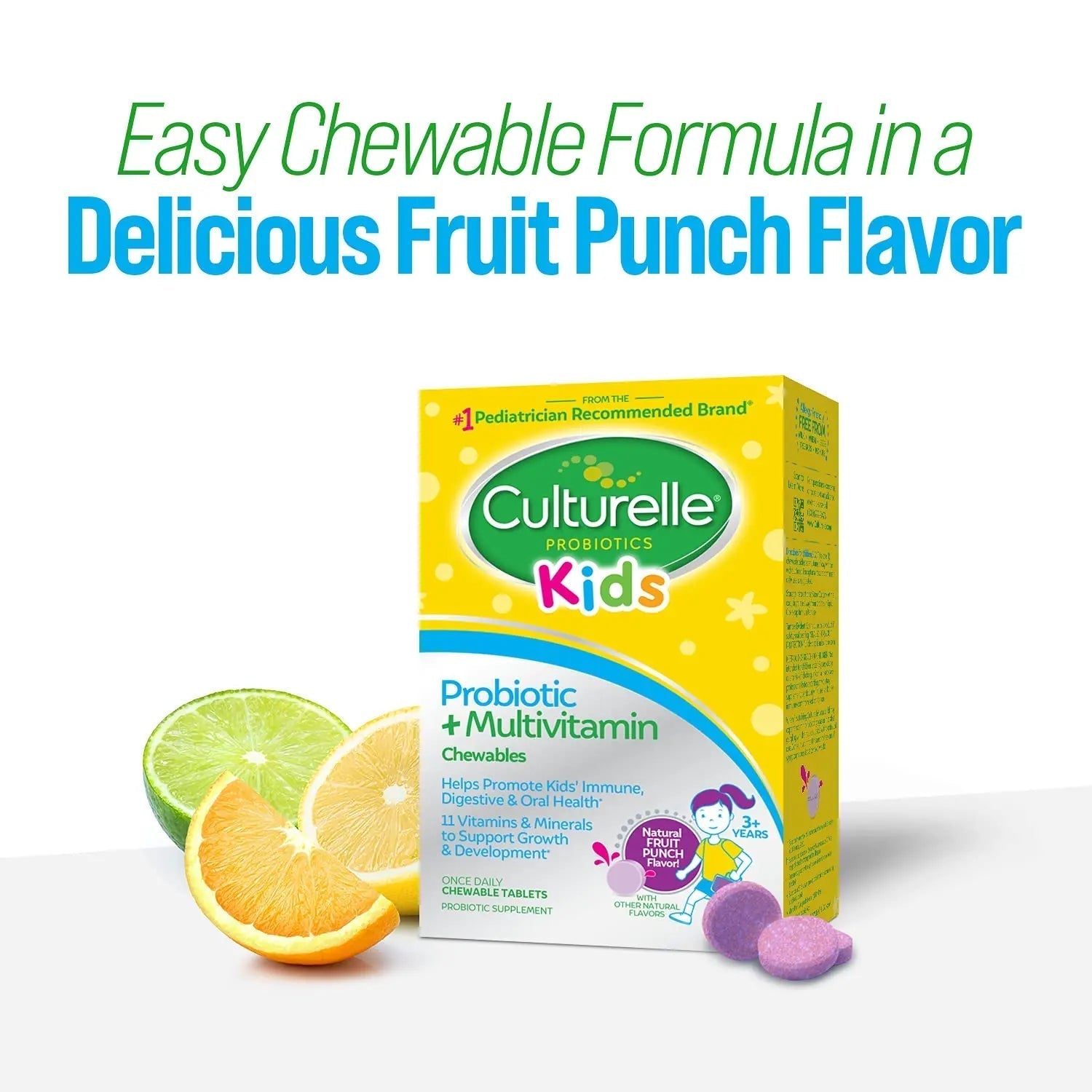 Culturelle Kids Probiotic + Complete Multivitamin Chewable For Kids, Ages 3+, 30 Count, Digestive Health, Oral Health & Immune Support Culturelle uk supplements