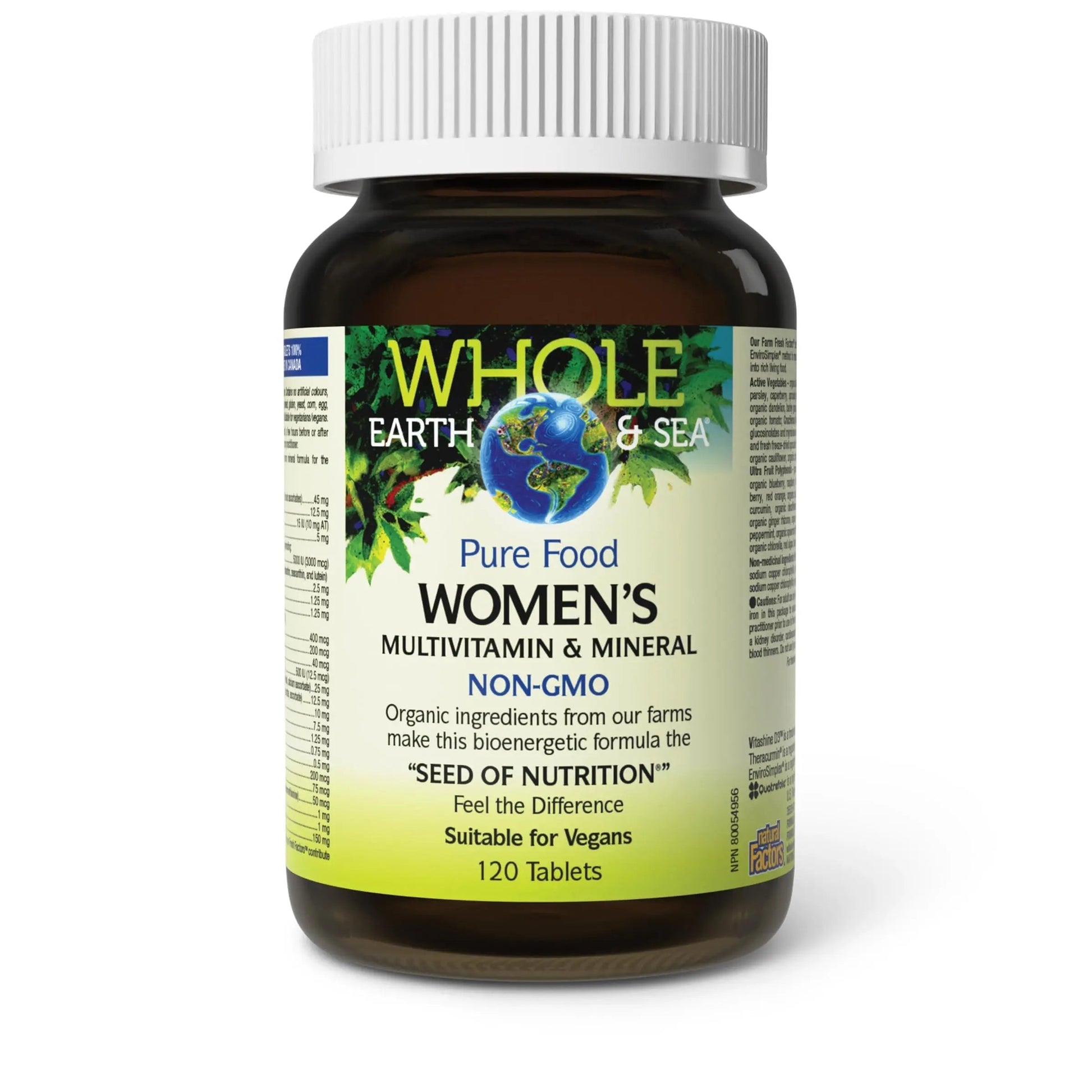 Natural Factors Whole Earth & Sea Women's Multivitamin & Mineral, Whole Food Supplement, Vegan, 120 Tablets Natural Factors uk supplements