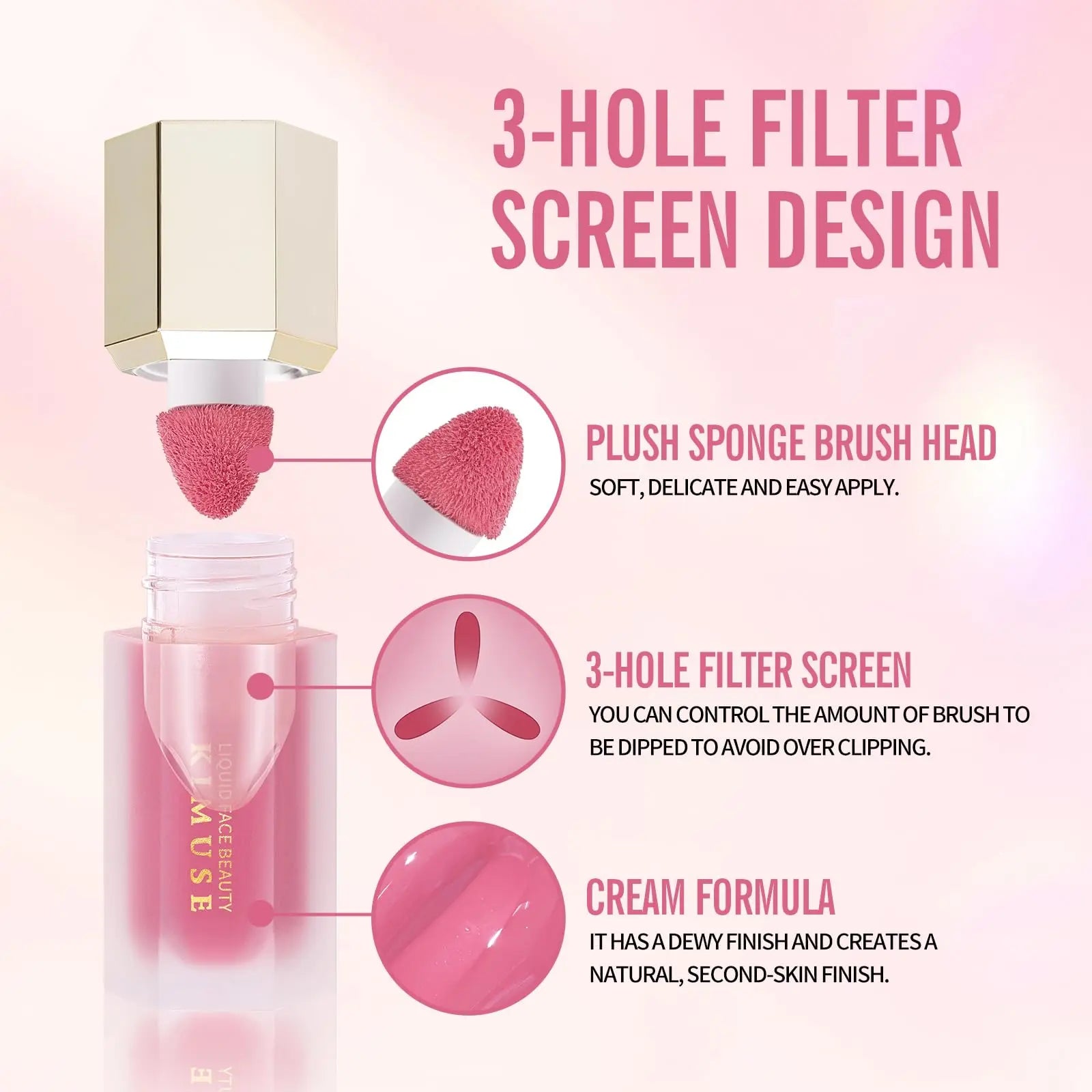 KIMUSE Liquid Blush, Long-Wearing Pigmented Soft Cream Face Blush, Waterproof, Smudge Proof, Dewy Finish KIMUSE uk supplements