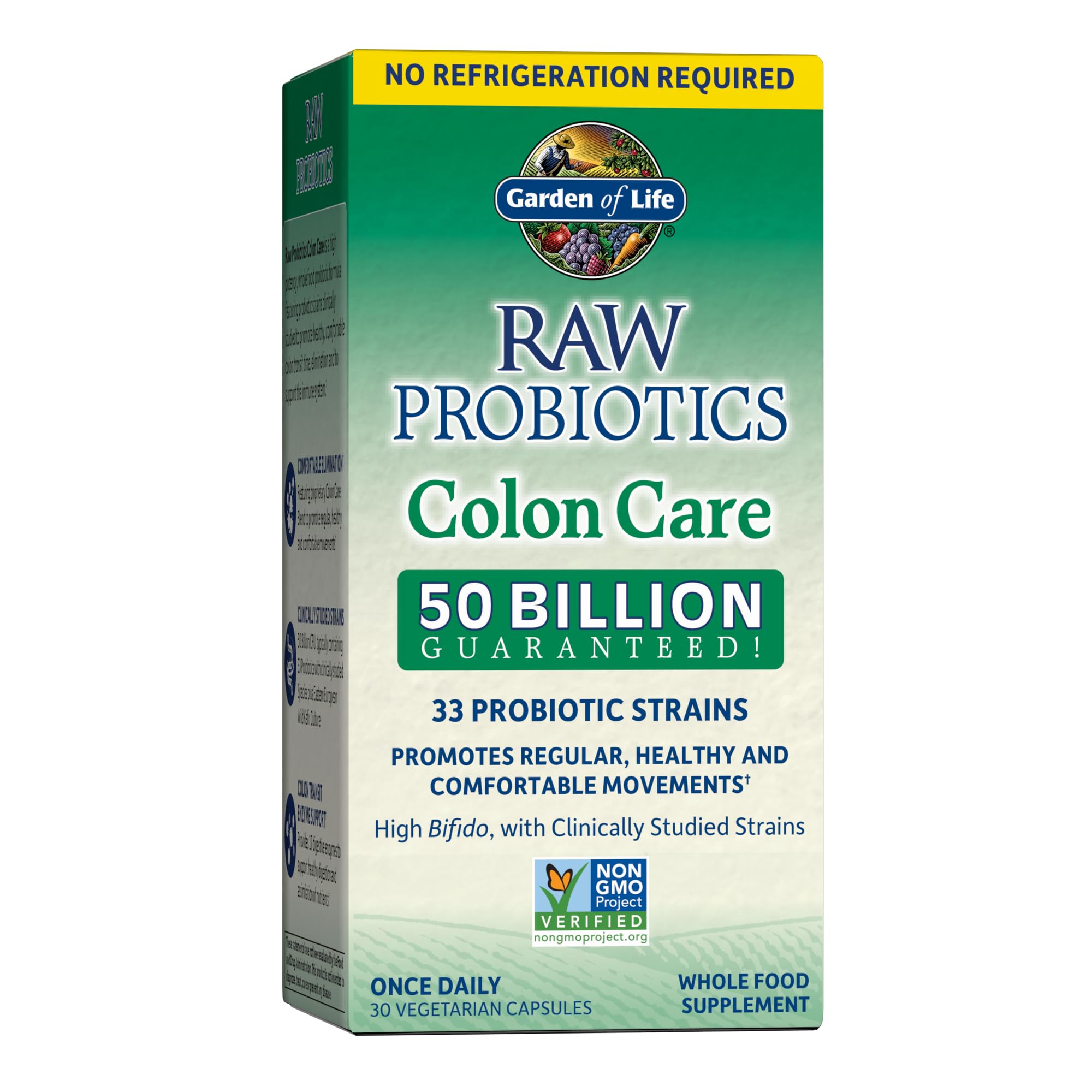 Garden of Life Probiotics for Women and Men - Raw Probiotics Colon Care 50 Billion CFU and Enzymes, Shelf Stable Once Daily Acidophilus Probiotic for Regularity and Immune Health Support, 30 Capsules Garden of Life uk supplements