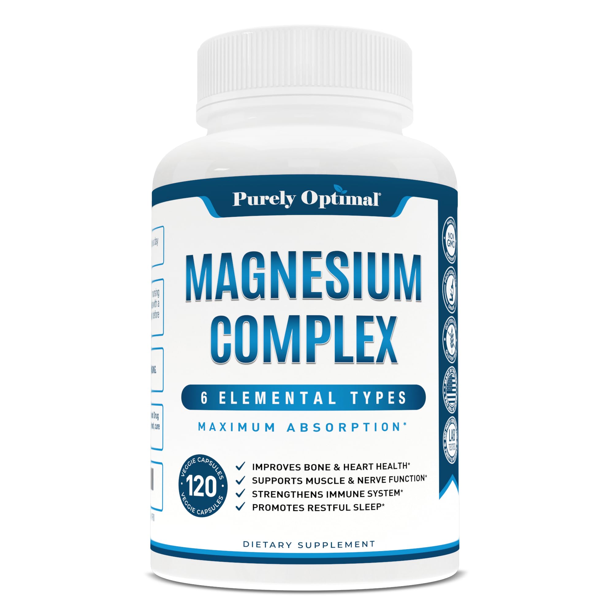 Magnesium Complex Supplement - Magnesium Citrate, Malate, Taurate, Oxide Purely Optimal uk supplements