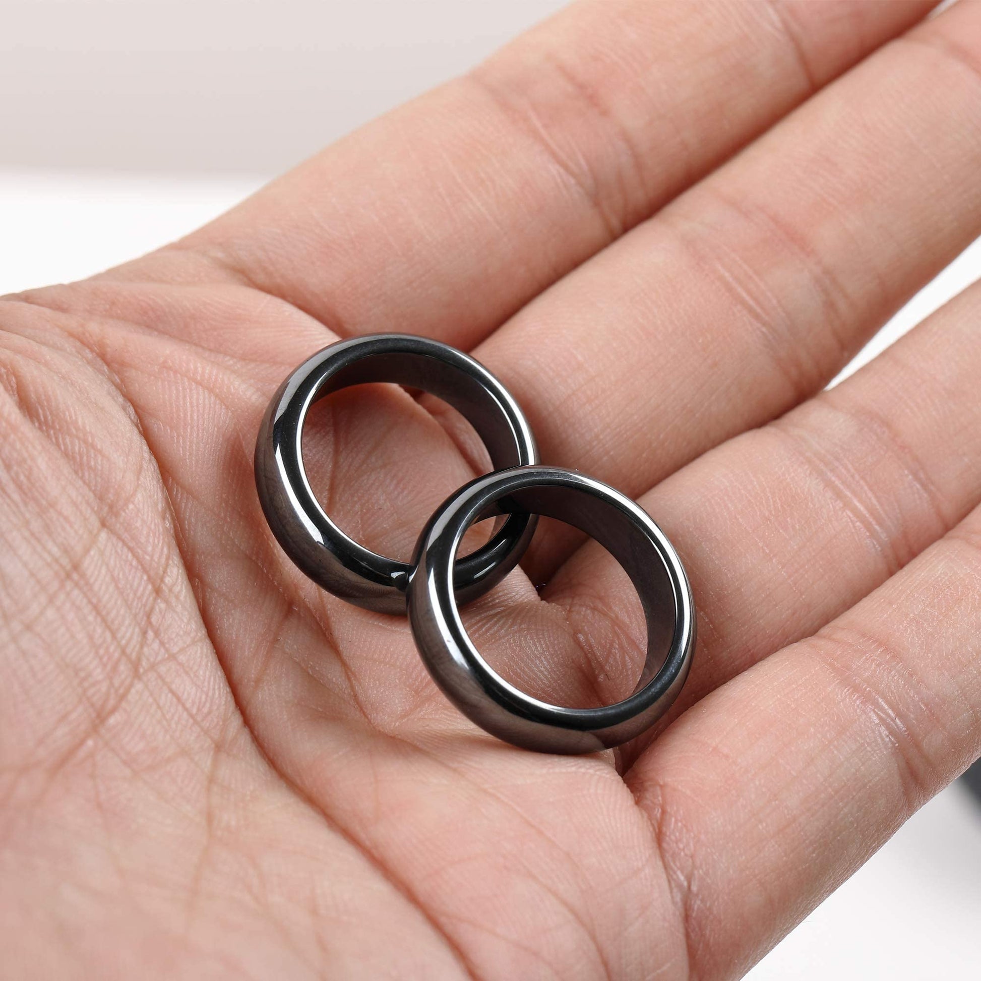 2PCS Genuine Hematite Ring for Women Men Unisex, Black Hematite Stone Ring Anxiety Balance Yhluck uk supplements