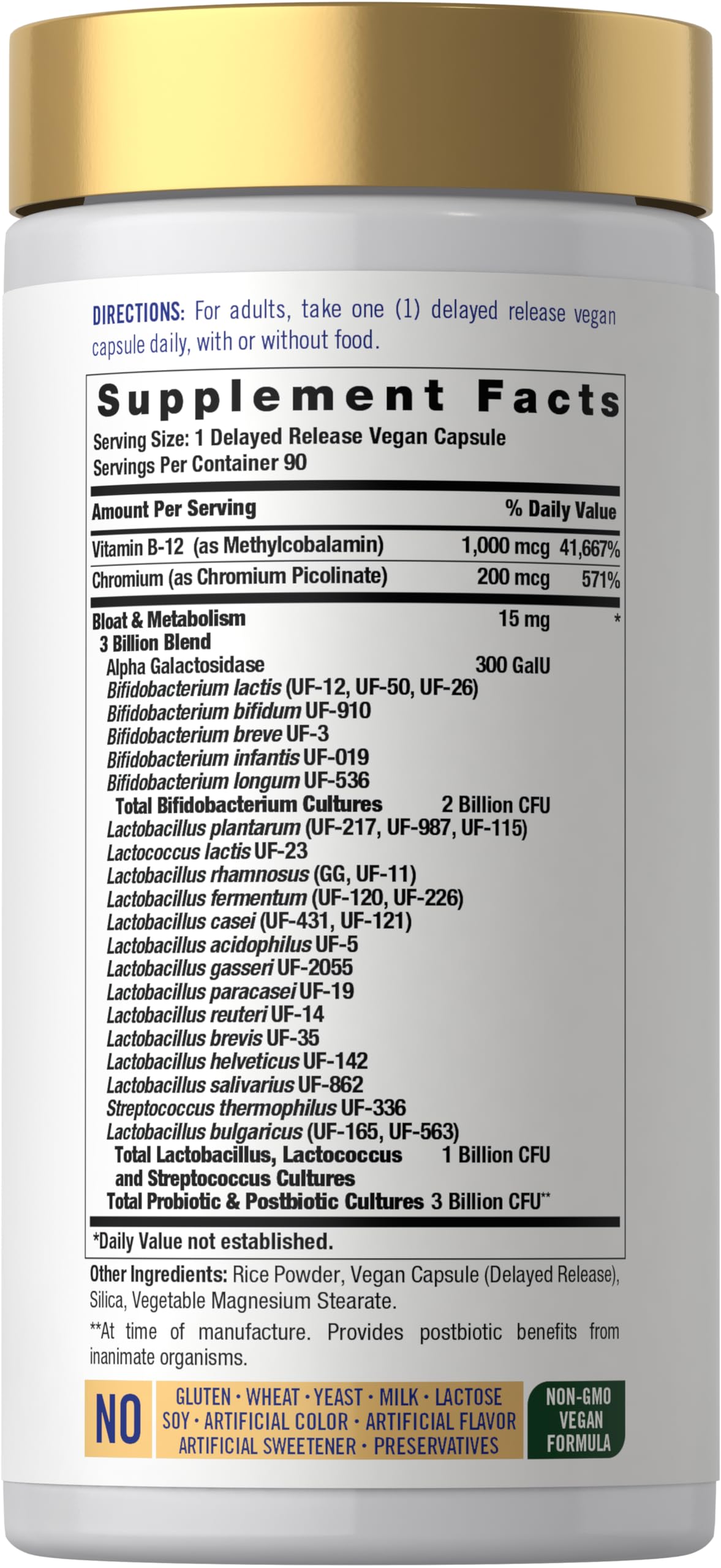 Carlyle Bloat and Metabolism Probiotic | 90 Capsules | Bloating Relief Formula | Sugar & Cellular Energy Support | for Women and Men | Vegan, Non-GMO, Gluten Free Carlyle uk supplements