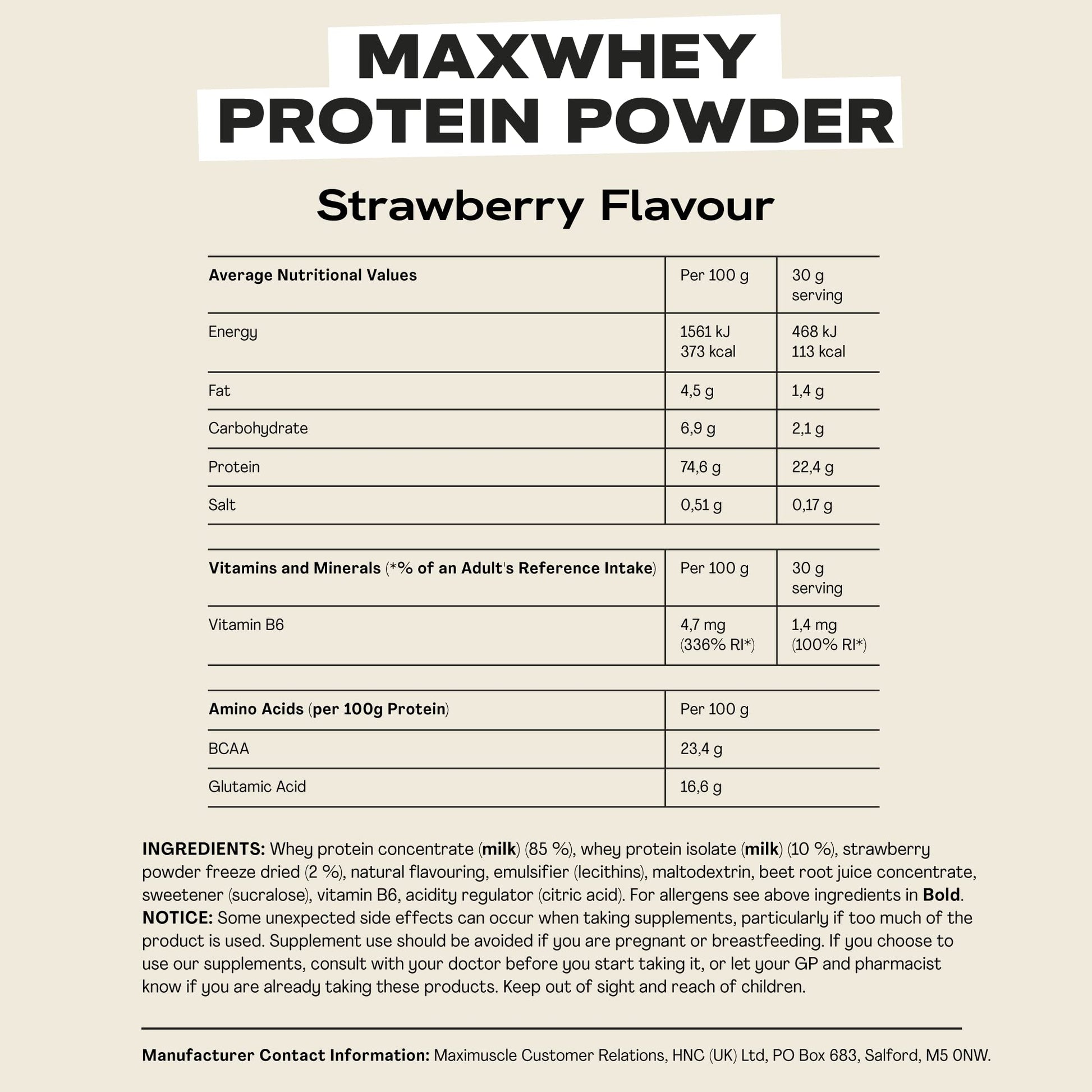 MaxiNutrition - MaxWhey - Whey Protein Powder Strawberry - Low-Fat - Low Sugar MaxiNutrition uk supplements