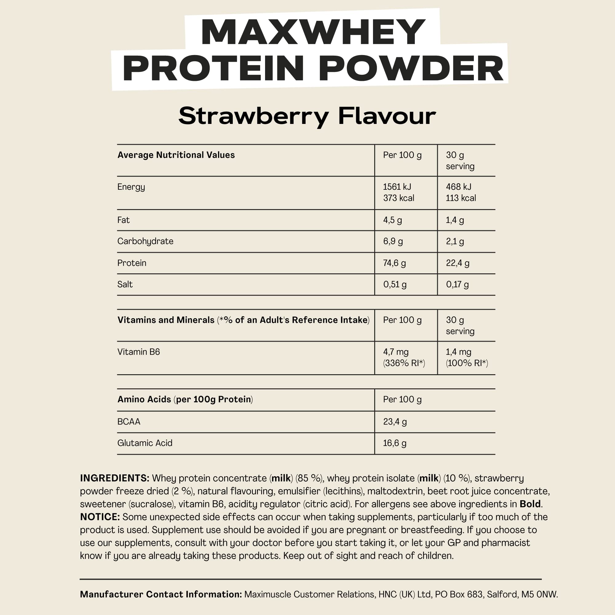 MaxiNutrition - MaxWhey - Whey Protein Powder Strawberry - Low-Fat - Low Sugar MaxiNutrition uk supplements