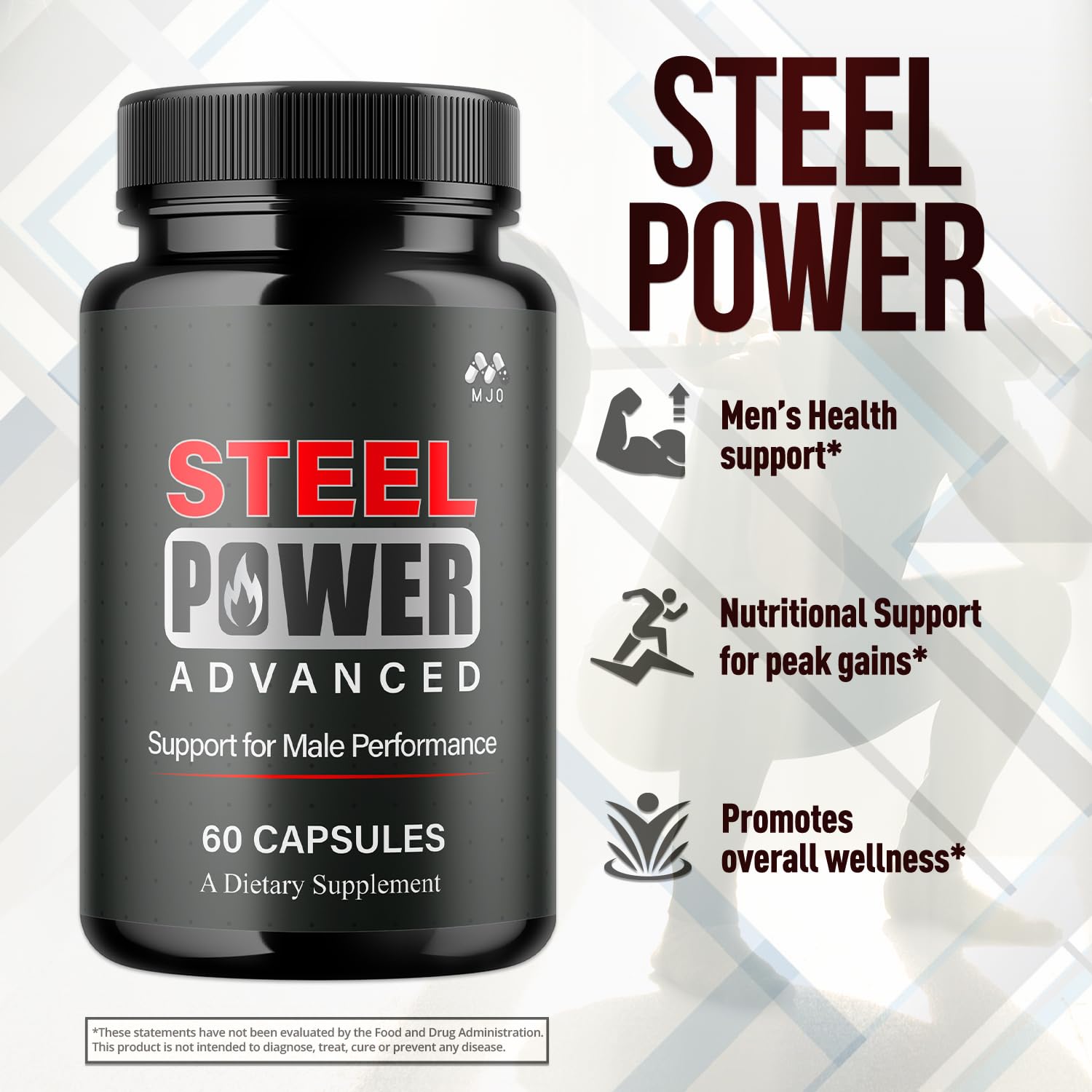 Steel Power Capsules, Official Steel Power for Men with All Natural Ingredients, Advanced SteelPower Men's Health and Wellness Vitamin Formula Pills with Maximum Strength Multivitamins (60 Capsules) MJO uk supplements