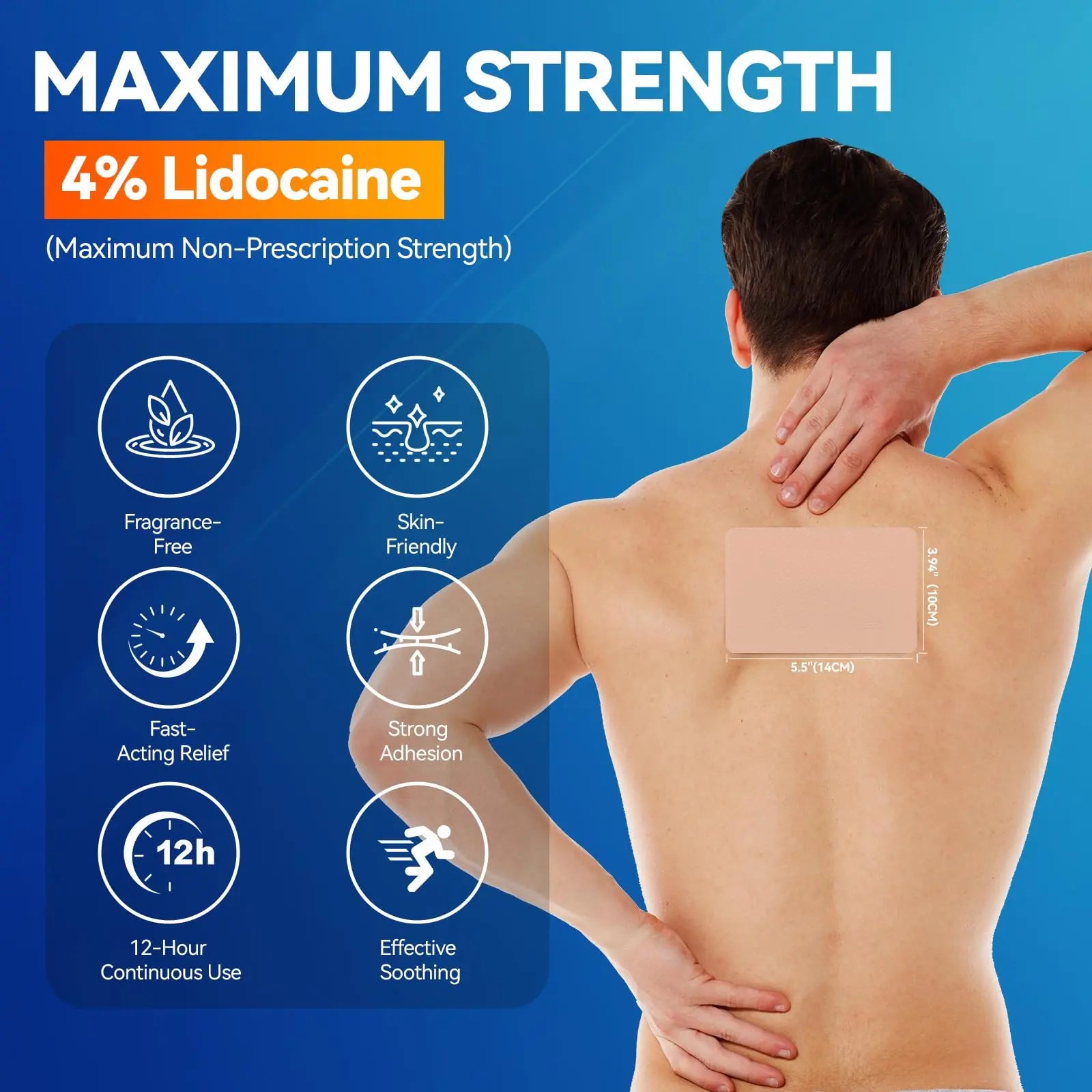 LOVPTFER 4% Lidocaine Pain Relief Patches – Maximum Strength Pain Patches, 12-Hour Long-Lasting Relief for Back, Neck, Shoulder & Joint Pain, Fast-Acting,–40 Count, 5.5” x 3.94” LOVPTFER uk supplements