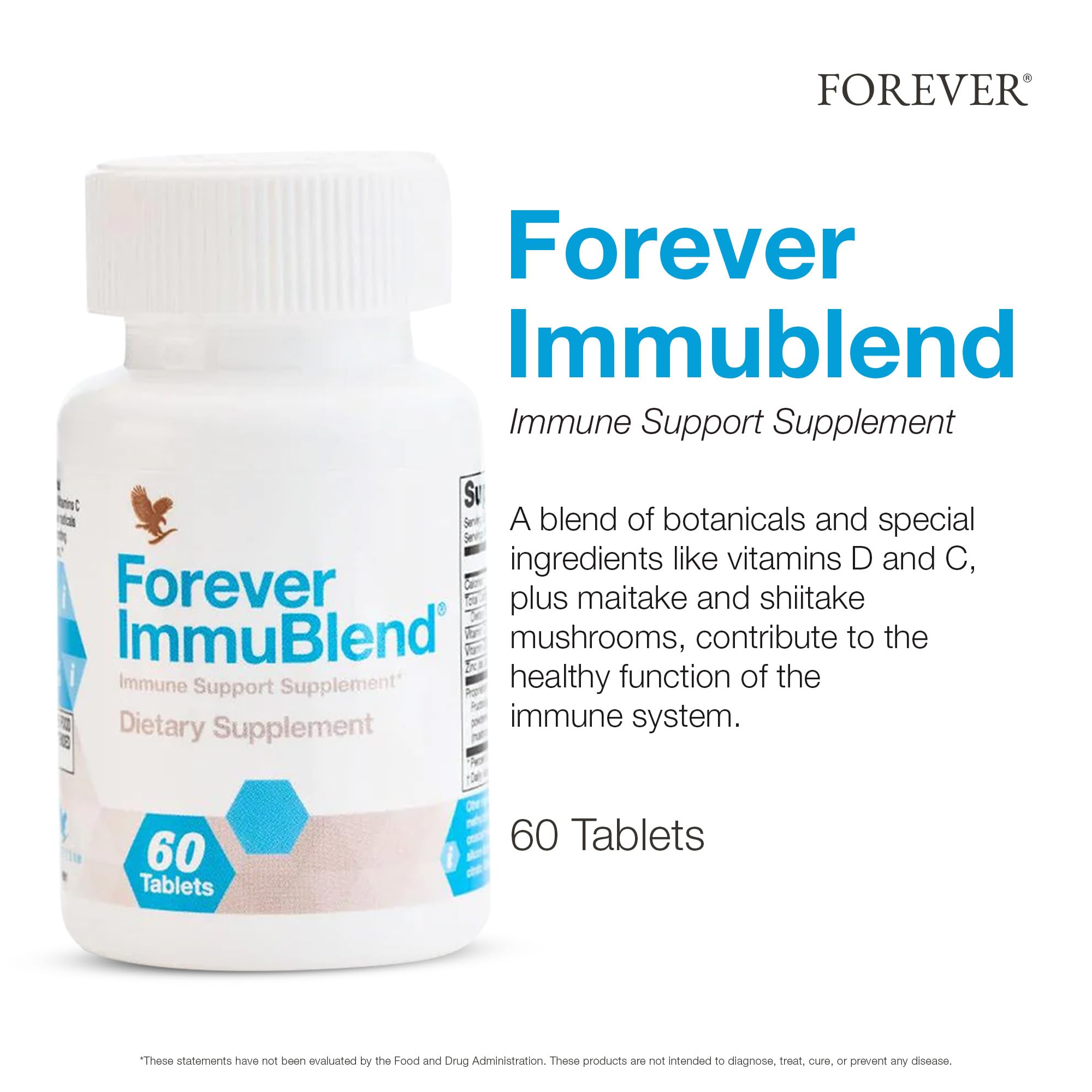 Forever Living - Forever ImmuBlend® Immune Support Supplement – Includes Botanicals, Vitamins D & C, Maitake & Shiitake Mushrooms – 60 Tablets Forever Living Products uk supplements