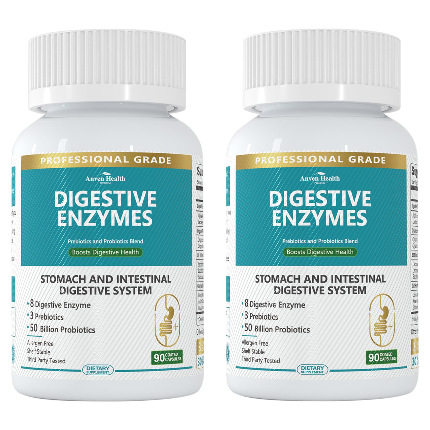 Anven Health 800mg Digestive Enzymes for Men and Women with Probiotics & Prebiotics, 8 Key Enzymes, Protease, Amylase & Lipase | 180 Capsules - A 60-Day Supply for Bloating & Gas Relief - Non-GMO Anven Health uk supplements