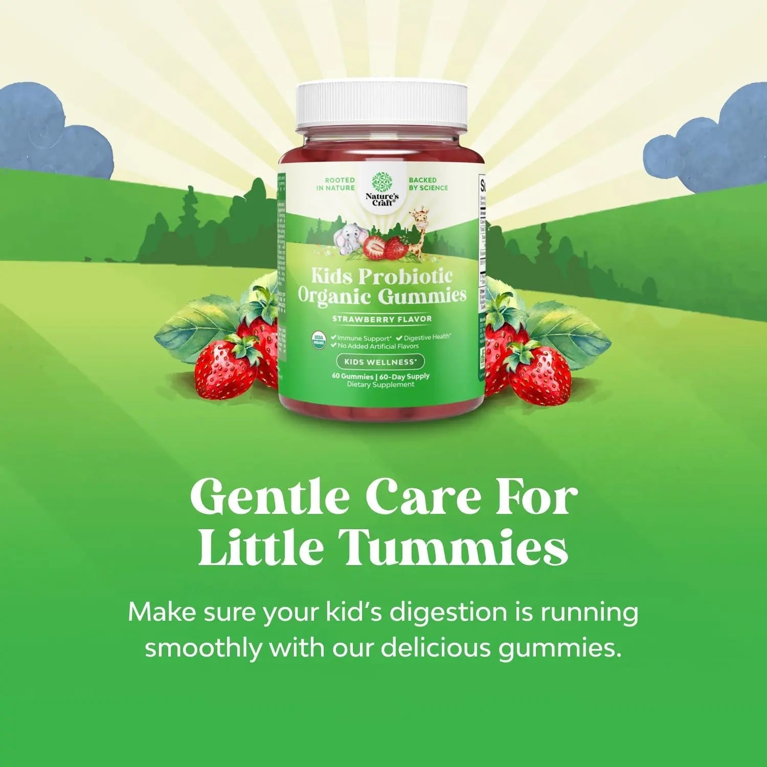 Natures Craft USDA Organic Probiotic Gummies for Kids - Vegan Non-GMO Kids Probiotic Gummy Vitamin for Immunity and Digestive Health Natures Craft uk supplements