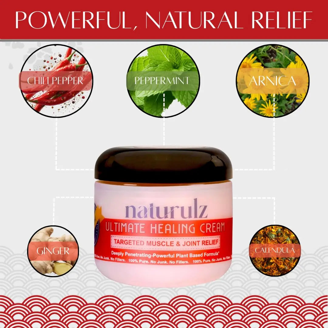Naturulz Ultimate Healing (Medicated) Cream OTC 4 Ounce - Pain & Arthritis Topical for Sore Lower Back, Neck, Shoulders, and Muscles. All-Natural Formula with Medication Strength Capsaicin. Naturulz uk supplements