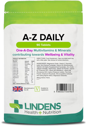 Multivitamin A-Z Daily Tablets 90 Tablets by Lindens Lindens uk supplements