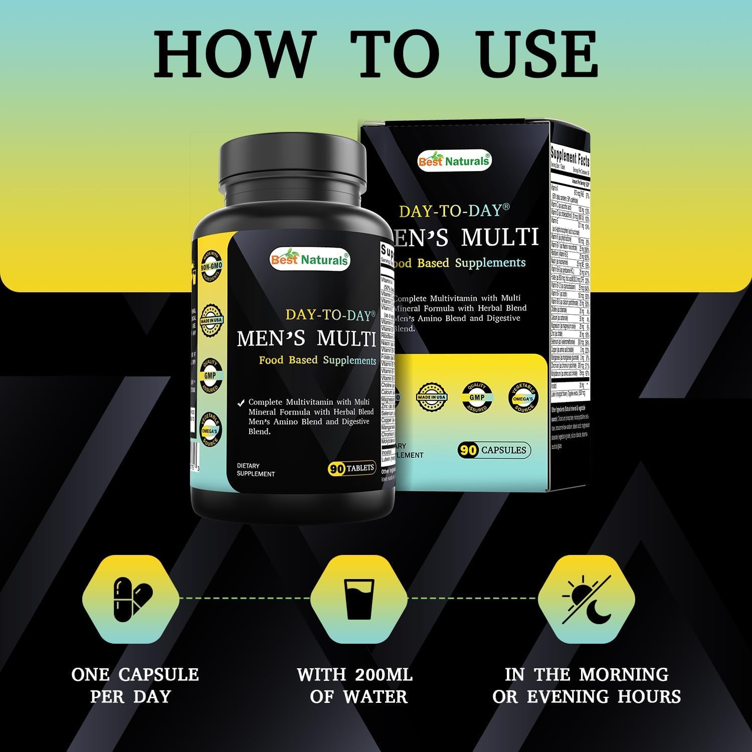 Best Naturals Day-to-Day Men's Multivitamin Food Based Supplement with Vitamin A, L-Arginine, L-Glutamine, L-Lysine- 90 Tablets Best Naturals uk supplements