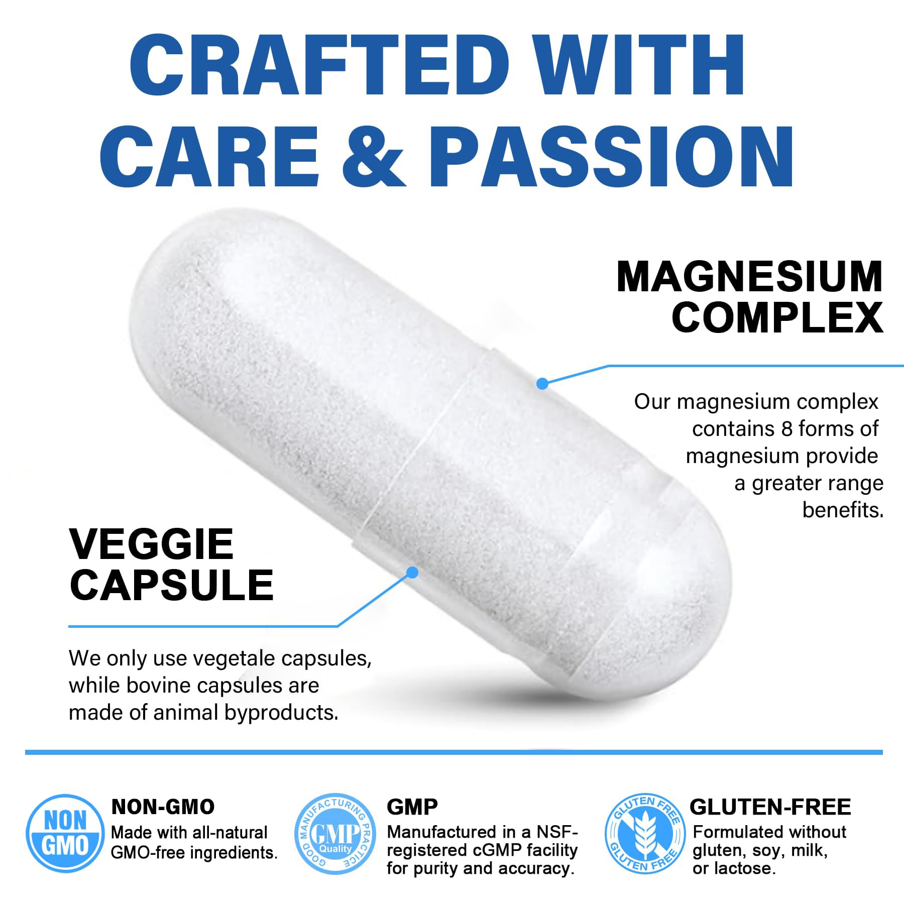 Magnesium Complex Supplement 8 Forms, 500mg Magnesium Glycinate, Malate, Citrate, High Absorption Mg for Calm, Sleep, Mood & Healthy Muscle, Pack of 2, Total 120 Vegan Capsules EnvyCure uk supplements