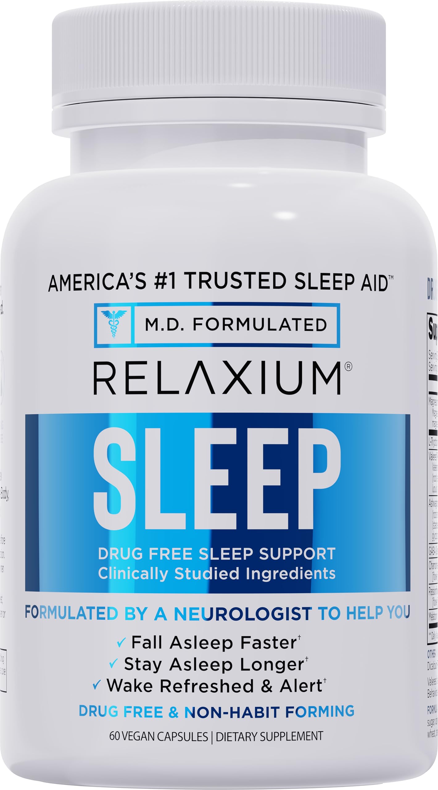 Relaxium Sleep Aid for Adults, Melatonin 5mg with Magnesium Glycinate, Sleep-Promoting Valerest & Ashwagandha, Non-Habit Forming Sleep Supplement, 60 Capsules, 30-Day Supply Relaxium uk supplements