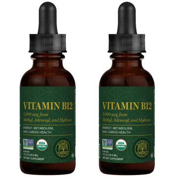Global Healing Center - Vitamin B12 5000 mcg, Organic Sublingual Liquid Drops | 3-in-1 Methylcobalamin, Adenosylcobalamin, Hydroxo Blend, 1 Fl Oz (2-Pack) Global Healing Center uk supplements