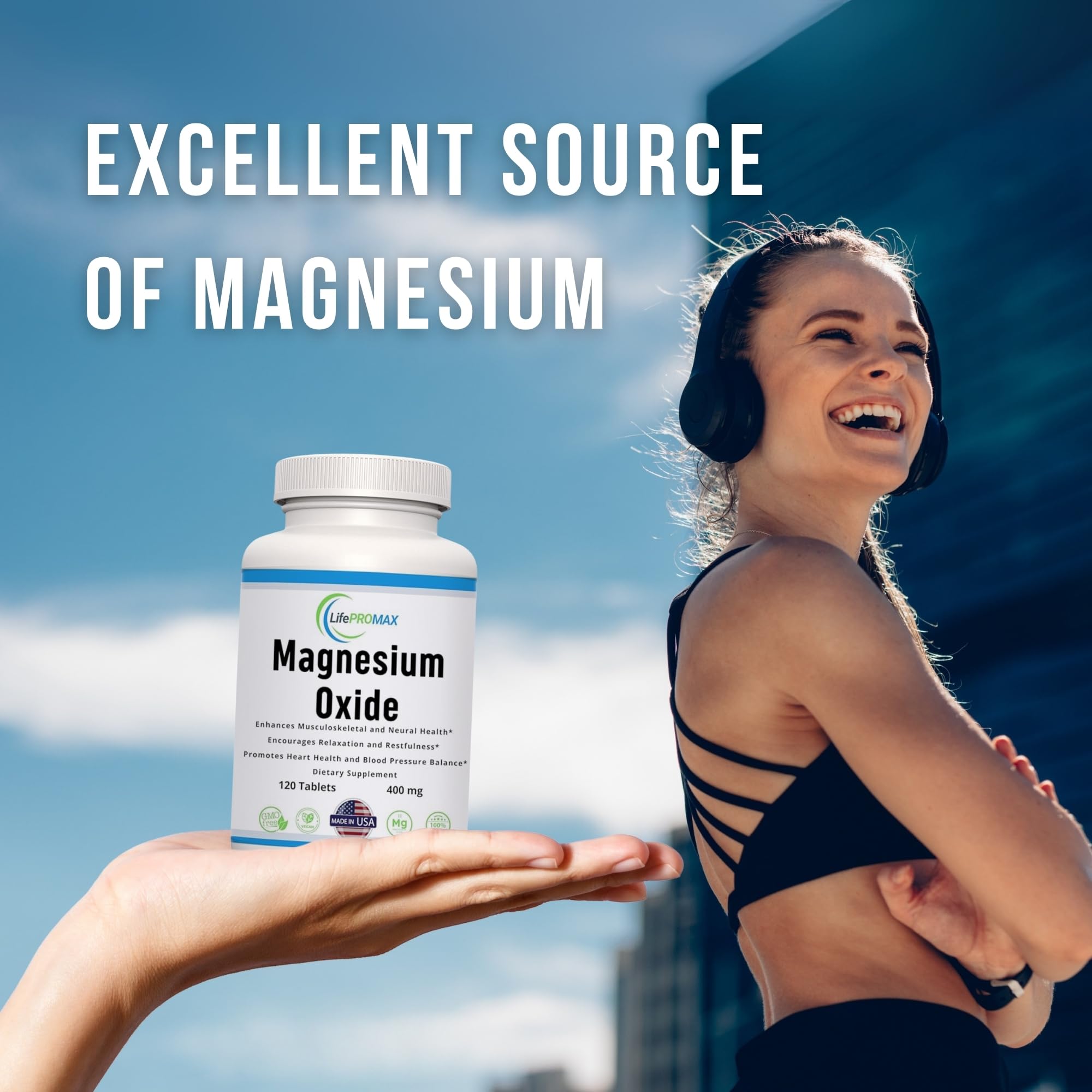 Magnesium 400mg [High Potency] Supplement – Magnesium Oxide for Immune Support, Muscle Recovery, Leg Cramps and Relaxation 120 Tablets LifePROMAX uk supplements