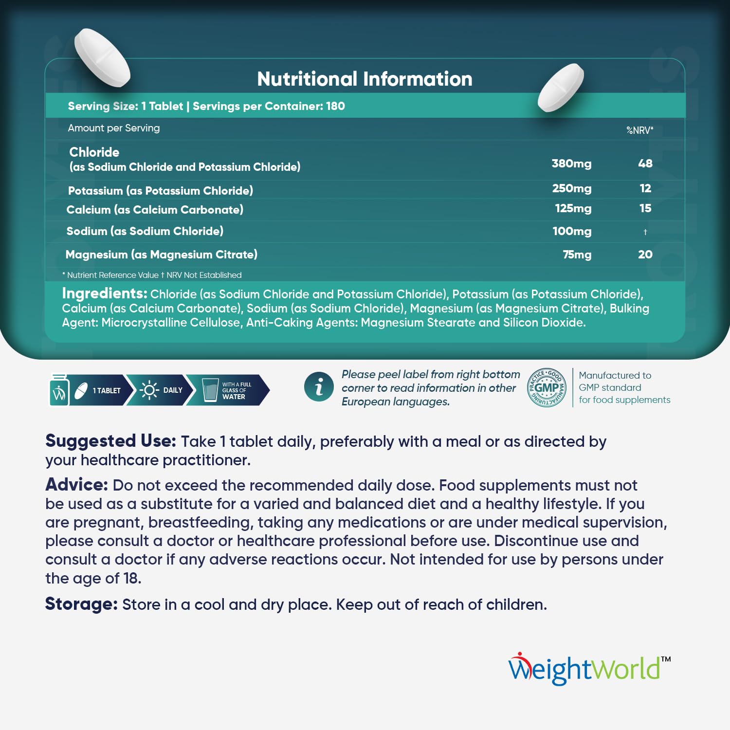 Electrolyte Tablets - 6 Months Supply - 180 Vegan Tablets with Sodium, Magnesium WeightWorld uk supplements