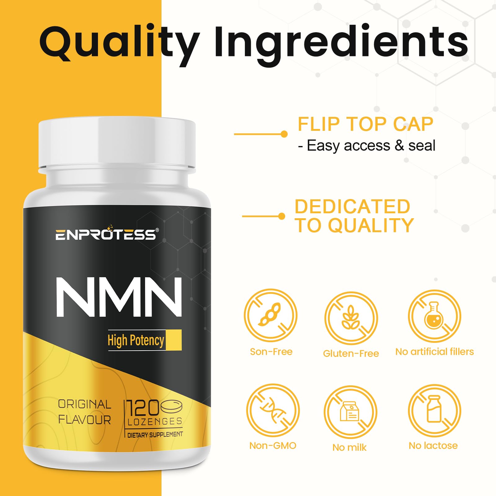 Sublingual NMN 500mg, Max Absorbency & Fast-Acting NMN Supplement（120-Day Supply）, 99% Pure NMN (Nicotinamide Mononucleotide) for NAD, Cell, Immune, Energy, Muscle, Anti-Aging, Longevity, 120 Lozenges Enprotess uk supplements
