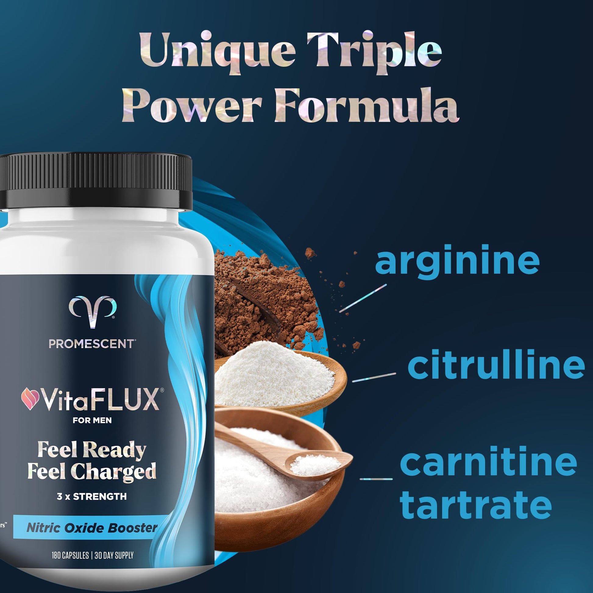 Promescent VitaFLUX Nitric Oxide Supplements for Men, Fast Acting Male Enhancing Pills for Stamina, Size & Performance, L-Arginine L-Citrulline L-Carnitine (30 Servings) Promescent uk supplements