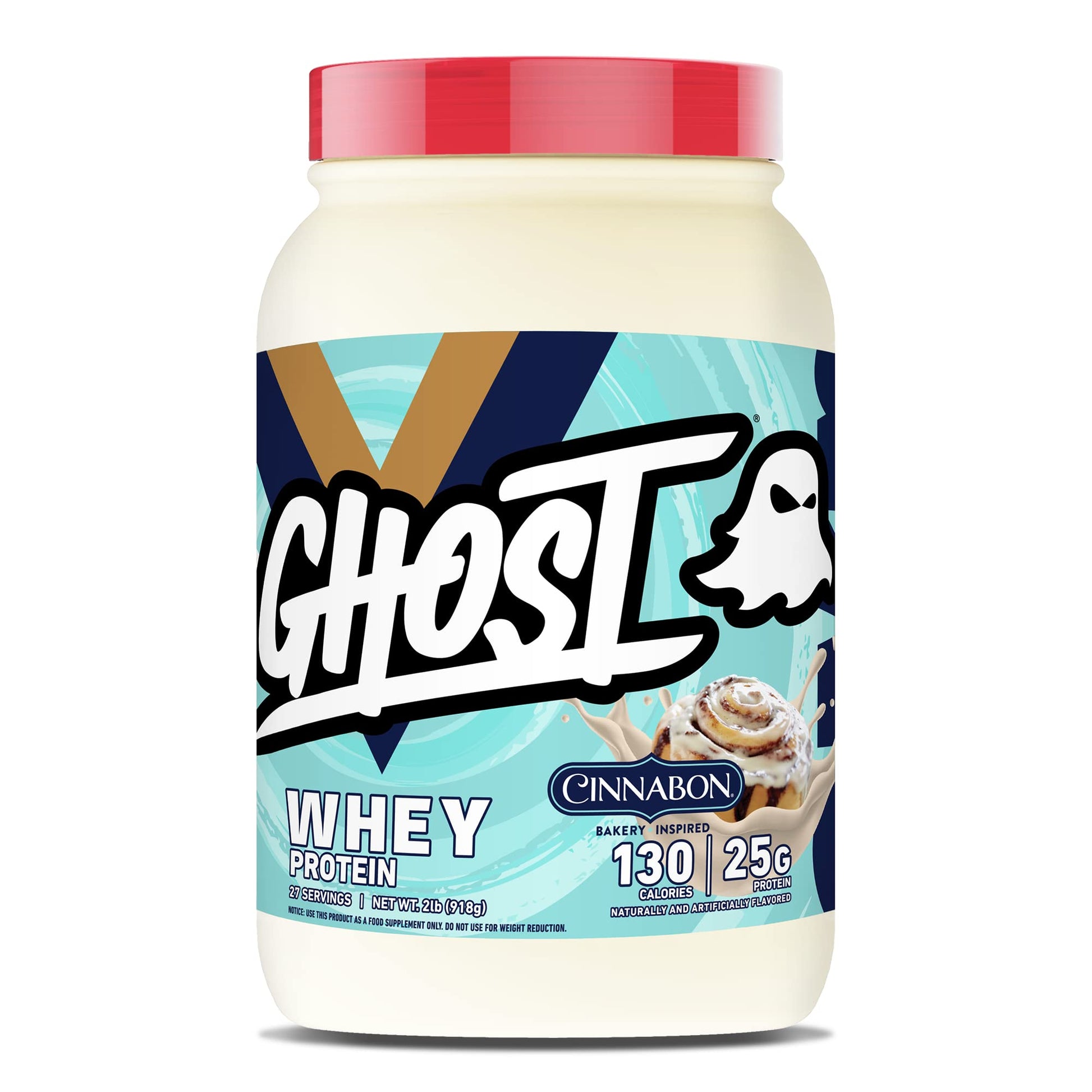 GHOST Whey Protein Powder, Cinnabon - 2LB Tub, 25G of Protein - Cinnamon Roll Flavore GHOST uk supplements
