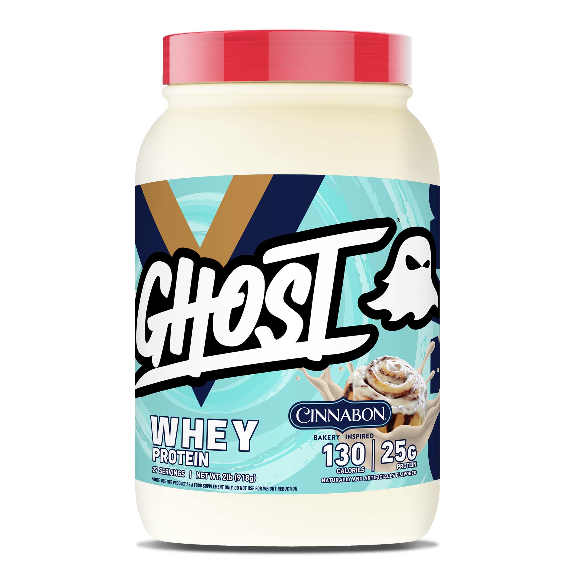 GHOST Whey Protein Powder, Cinnabon - 2LB Tub, 25G of Protein - Cinnamon Roll Flavore GHOST uk supplements