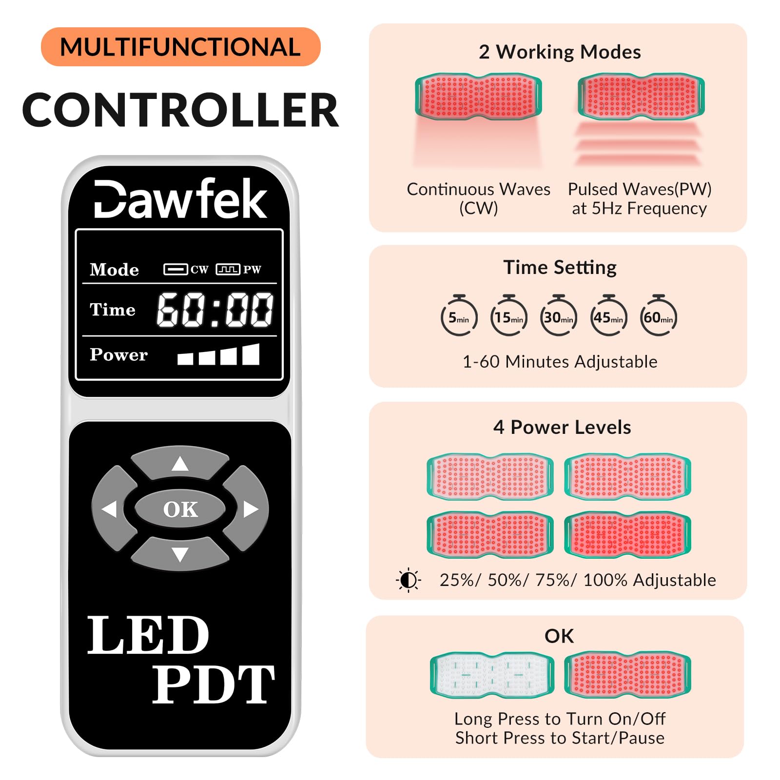 Dawfek Red Light Therapy Belt for Pain Relief Silicone Wearable Near Infrared Light Wrap Deep Dawfek uk supplements