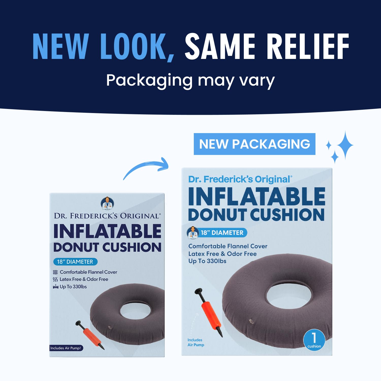 Dr. Frederick’s Original Inflatable Donut Pillow - 18" Seat Cushion for Tailbone Pain, Hemorrhoids & Bed Sores – Doctor-Developed for Postpartum, Prostatitis & Travel - Odor-Free, Durable Vinyl - Gray Dr. Frederick's Original uk supplements
