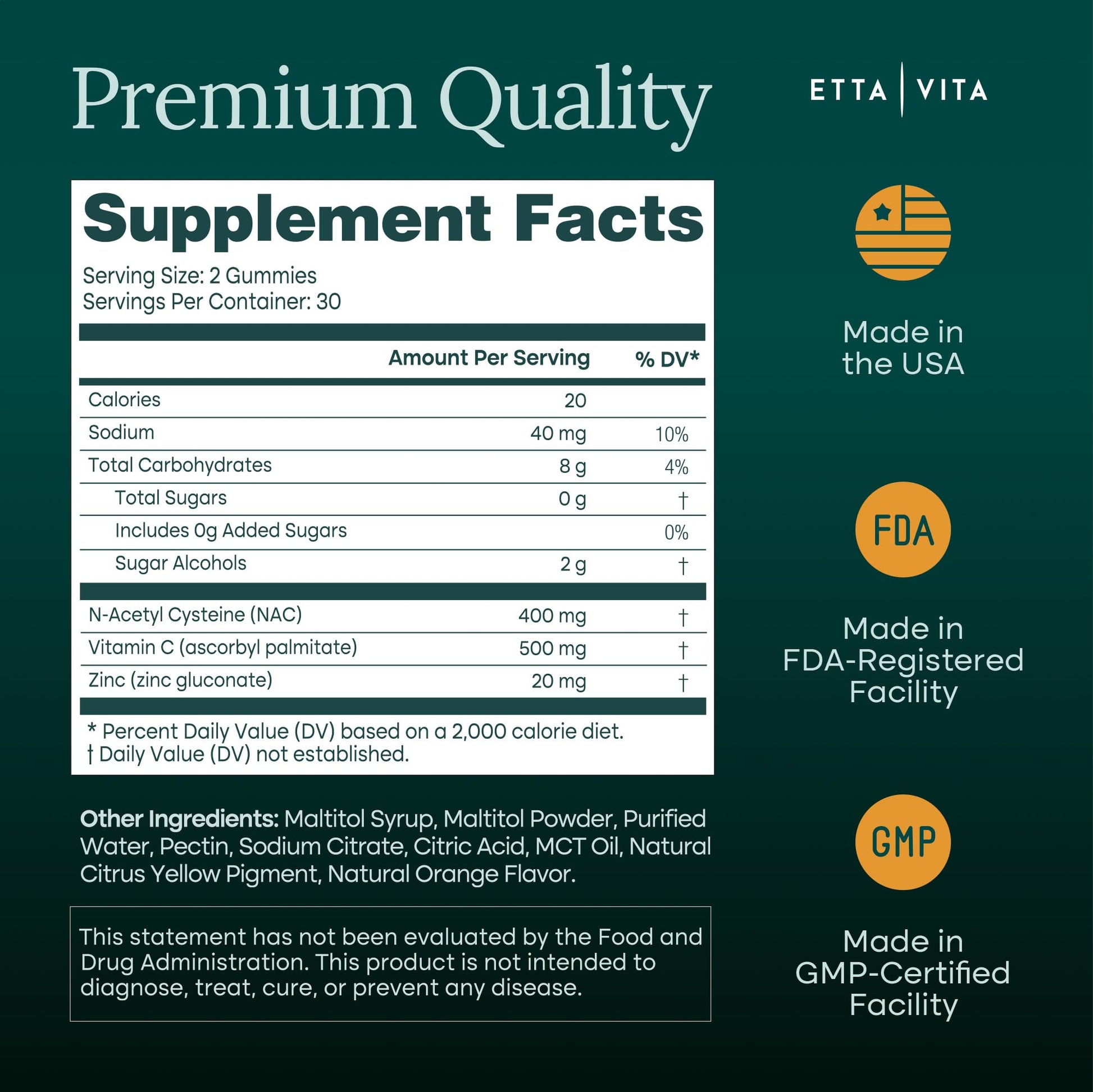 Sugar-Free NAC Gummies (Immune Support Complex) N-Acetyl Cysteine, Vitamin C & Zinc - Supports Respiratory Health, Liver Detox & Cleanse, Kidney Function, NAC Supplement for Kids and Adults - Vegan Etta Vita uk supplements