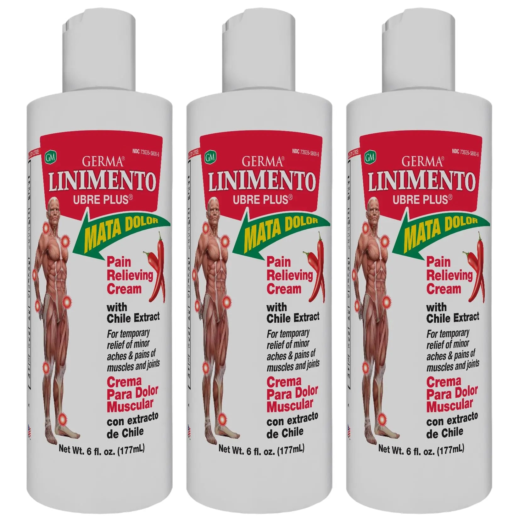 Germa Liniment Udder Plus. Natural Topical Analgesic Ointment. Relief for Pain and Aches in Joints and Back. With Chile Extract. 6 oz. Pack of 3 Germa uk supplements