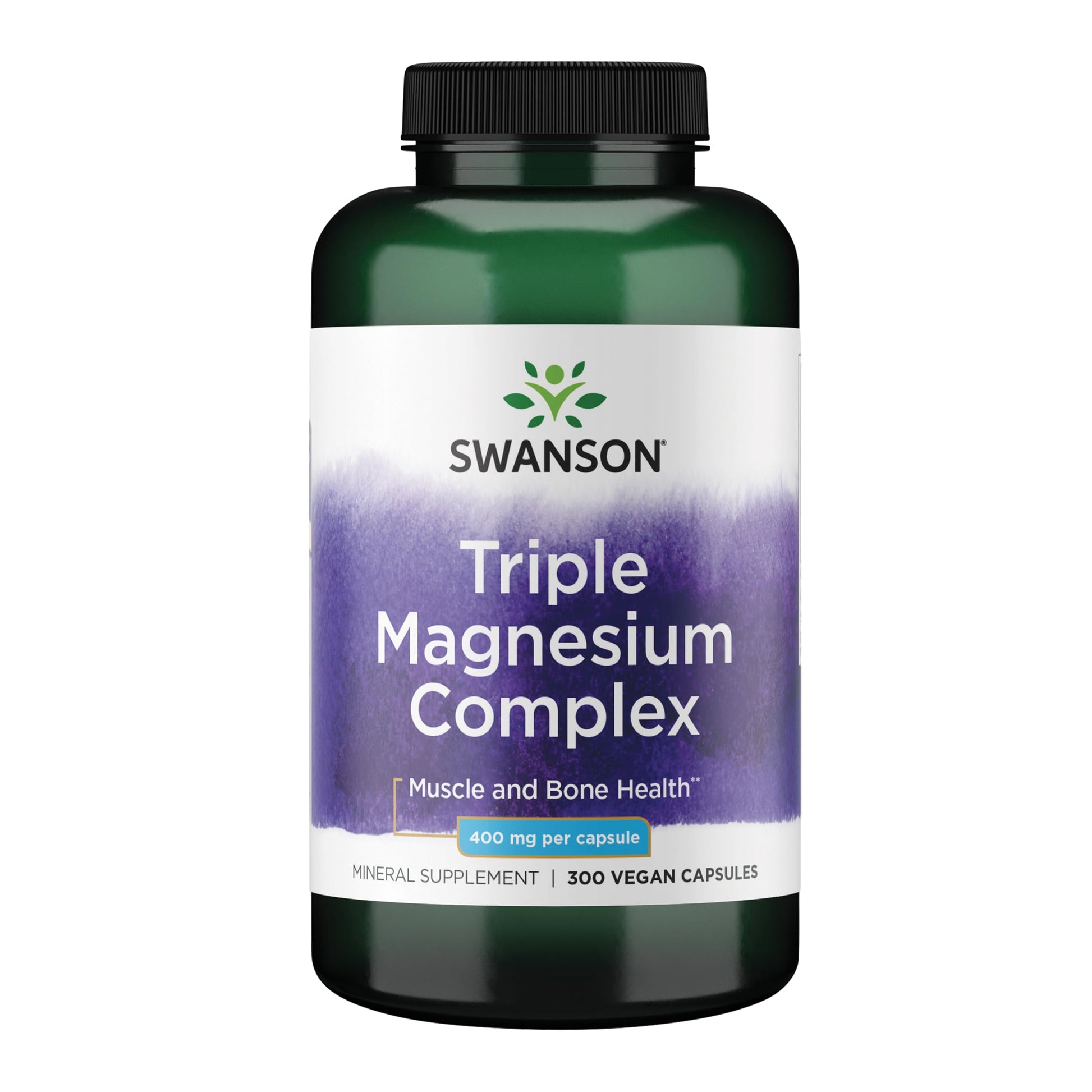 Swanson Triple Magnesium Complex Bone, Nerve, and Muscle Support Supplement for Adults Seeking Optimal Magnesium Absorption - 400 mg (300 Vegan Capsules) Swanson uk supplements