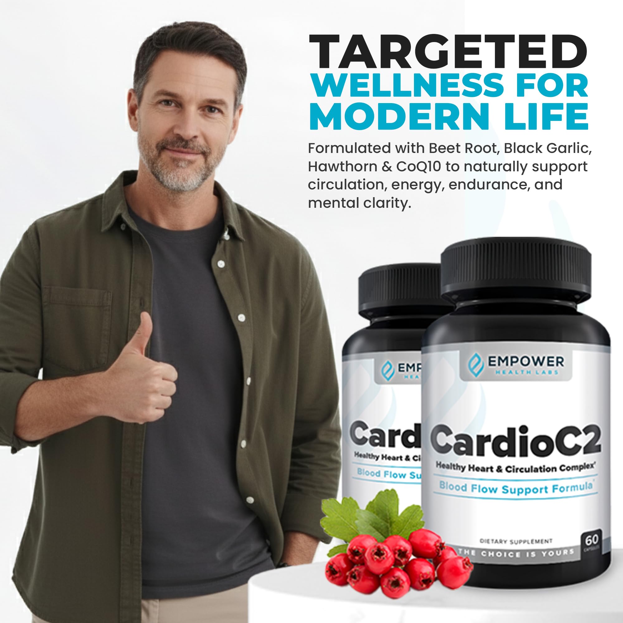 Empower Health Labs CardioC2 Circulation & Energy Support – Doctor-Formulated Blend with Beet Root, Black Garlic, Hawthorn & CoQ10 – Supports Healthy Blood Flow, Energy & Clarity – 60 Capsules Empower Health Labs uk supplements