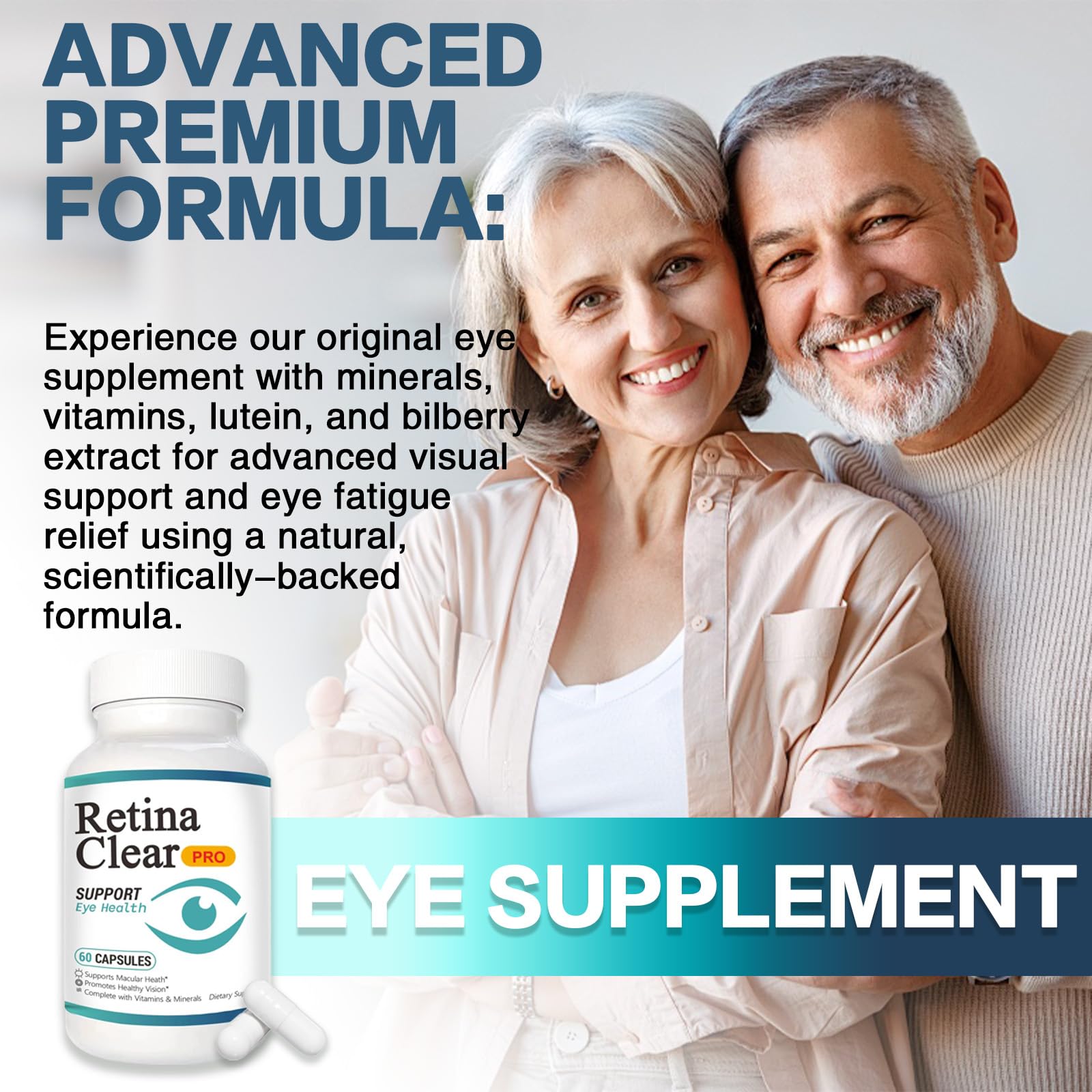 Vunexo Retina Clear Pro Eye Health Support Supplement, with Minerals and Vitamins, Lutein and Bilberry Extract Supports Visual Clarity, Eye Fatigue Relief & Focus（2PCS Vunexo uk supplements