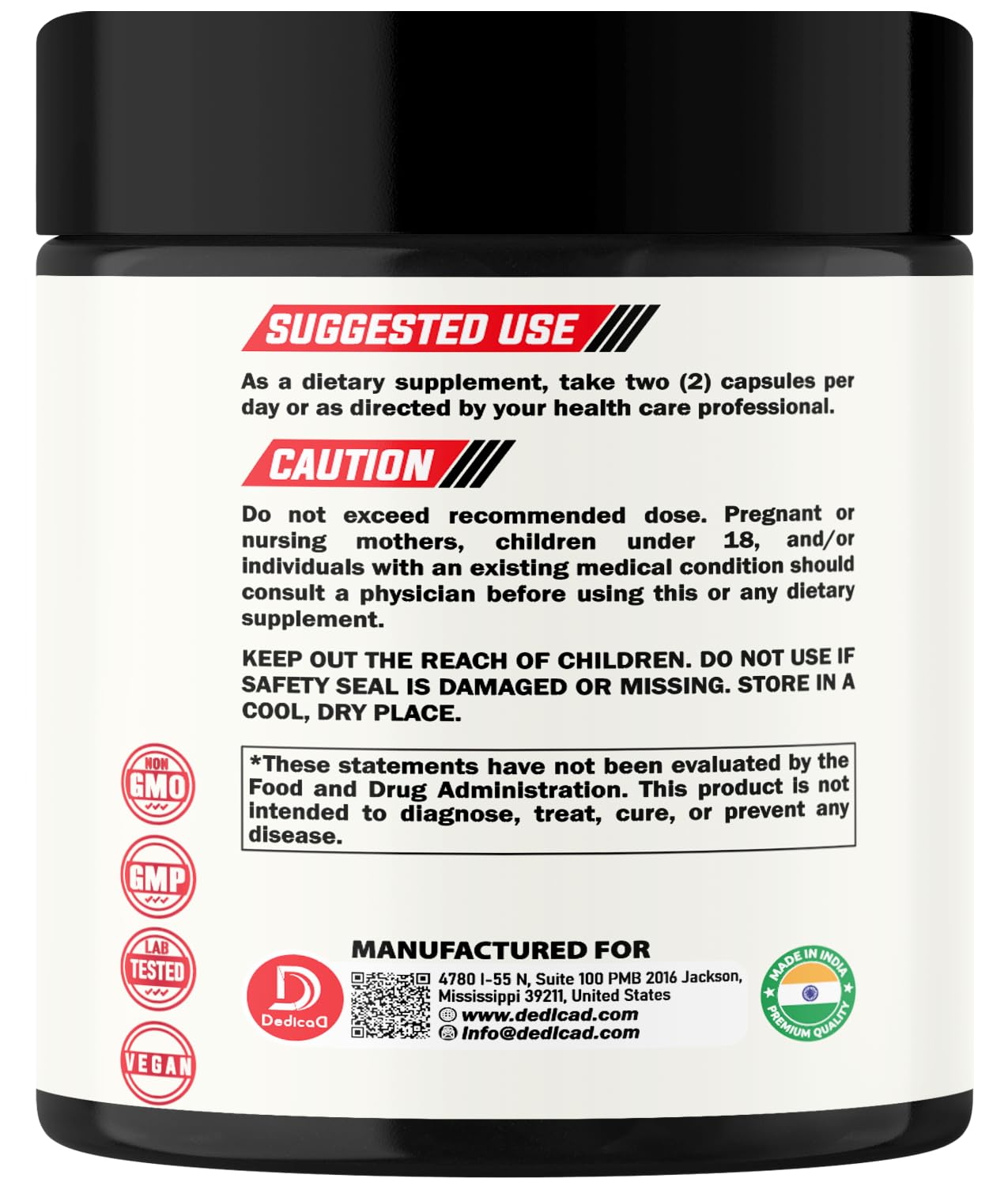 DEDICAD 9in1 Cortisol Supplement - Ashwagandha and Magnesium Glycinate and Chelate - Brain Health & Restful Night & Mood Balance - 90 Capsules Supply 45 Days DEDICAD uk supplements