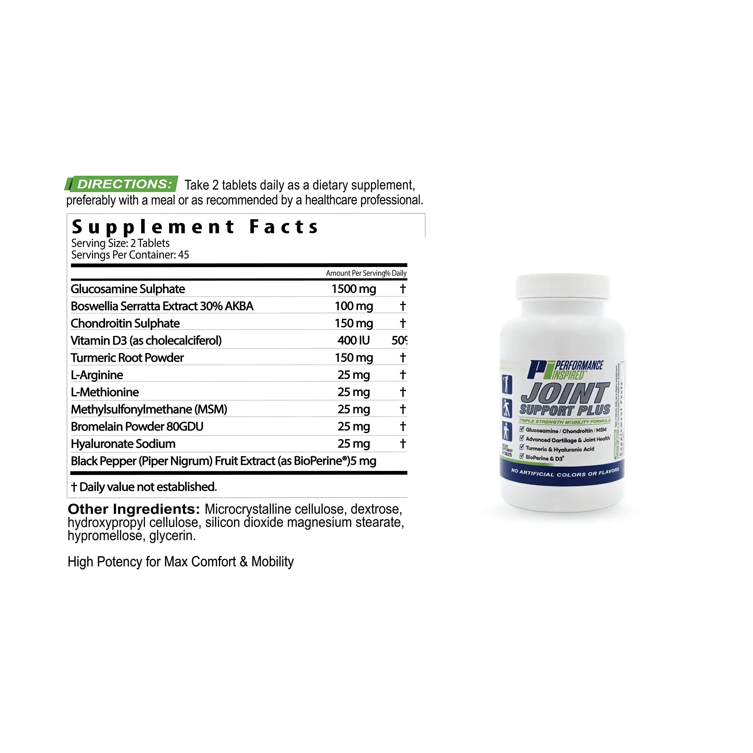 PERFORMANCE INSPIRED Nutrition Joint Support Plus – Glucosamine, Chondroitin, Turmeric & BioPerine – Triple Strength Joint Comfort & Mobility Support – 90 Count PERFORMANCE INSPIRED uk supplements